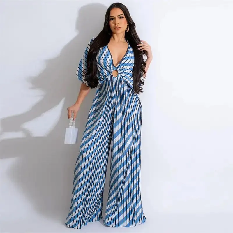 Creta Striped Jumpsuit In Blue