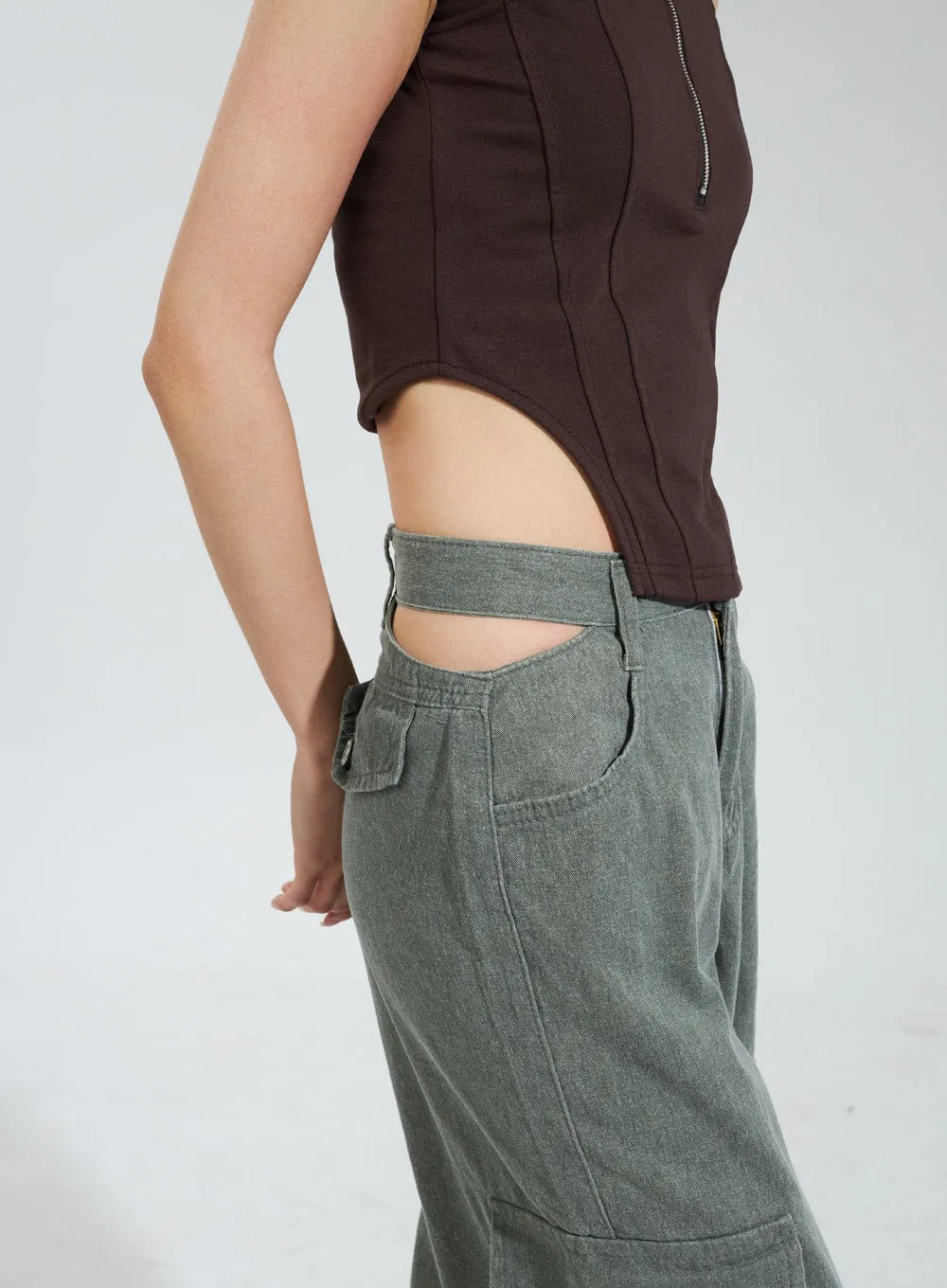 Cut Out Cargo Pants IY318