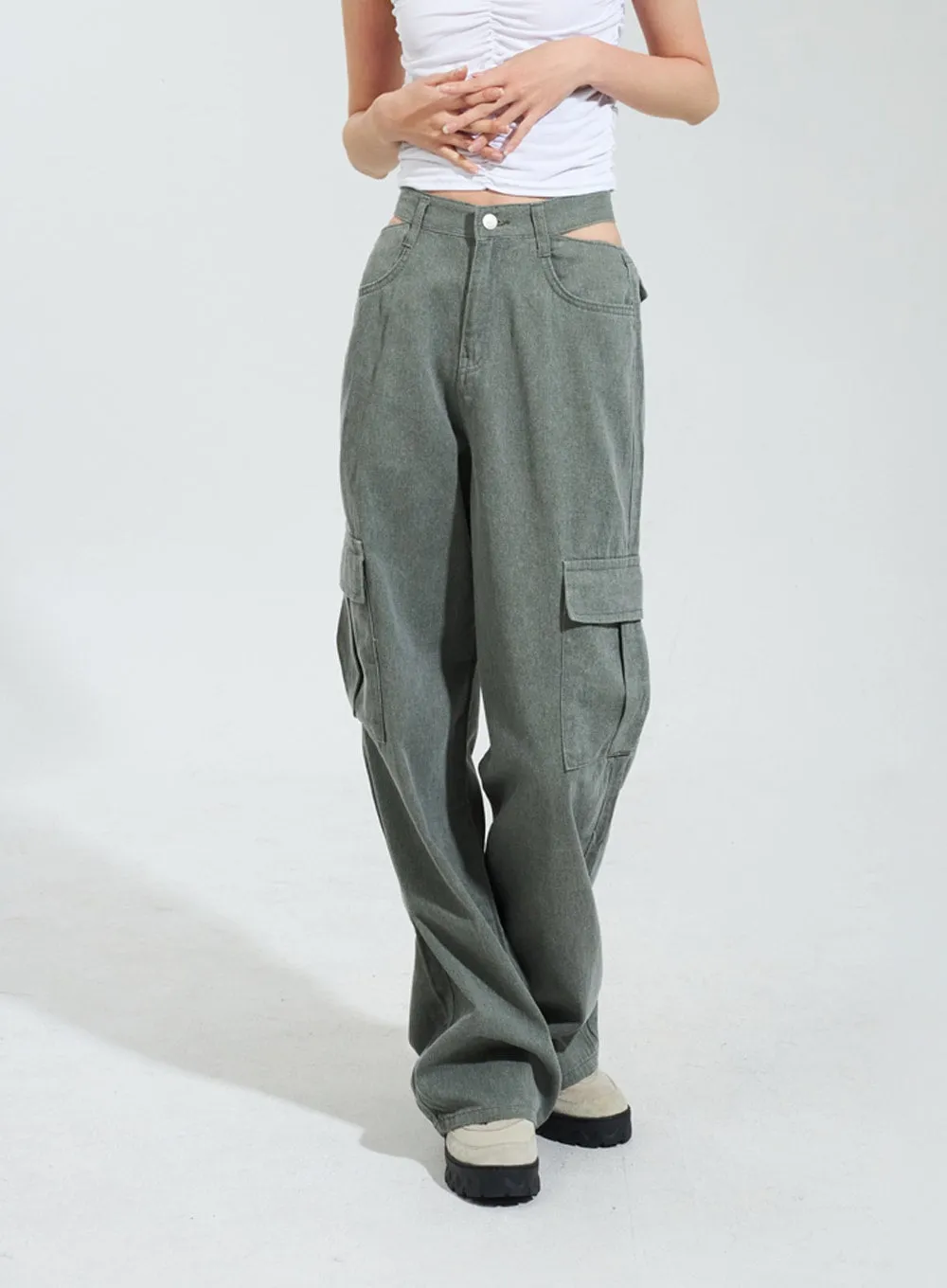 Cut Out Cargo Pants IY318