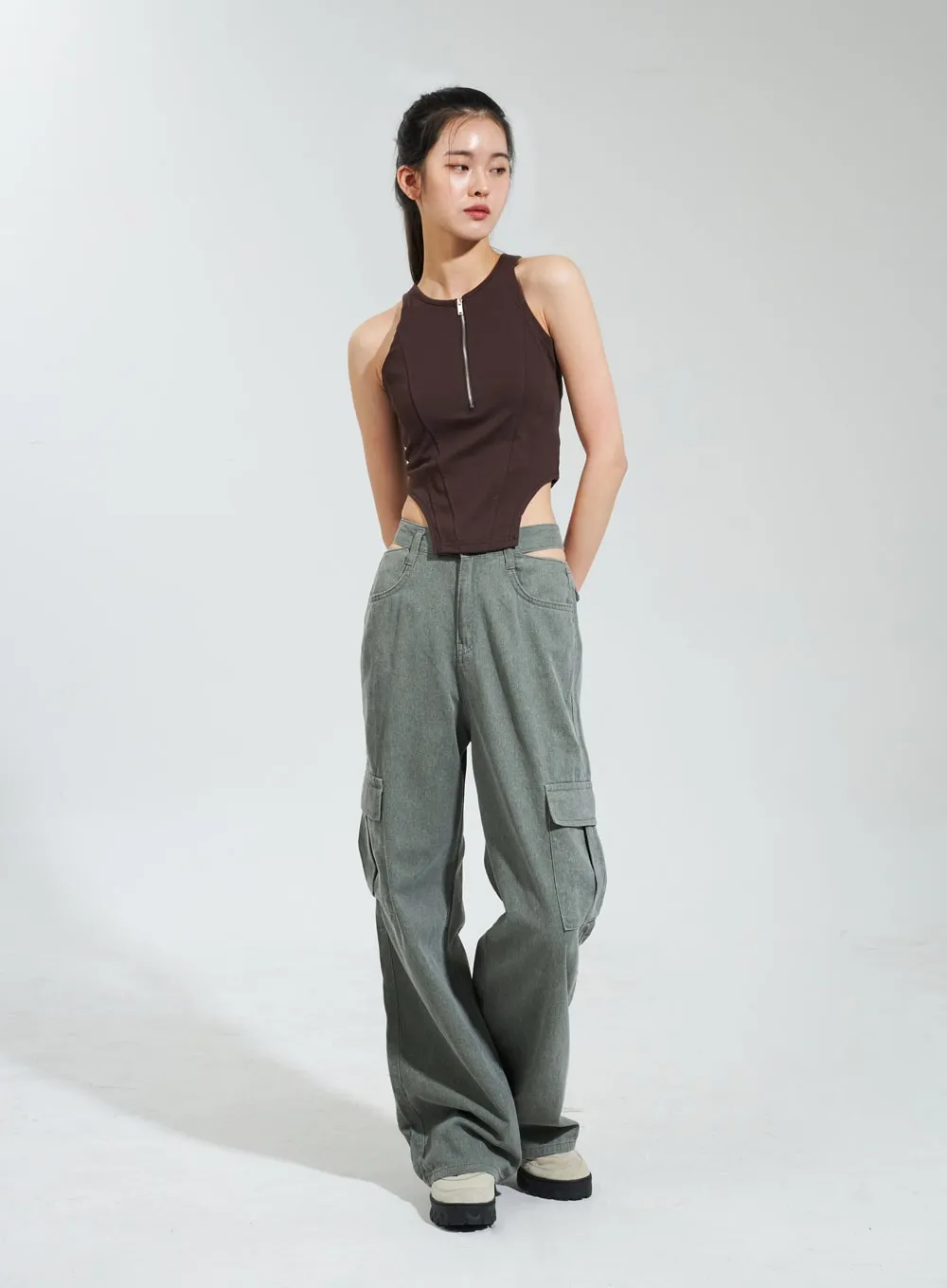 Cut Out Cargo Pants IY318