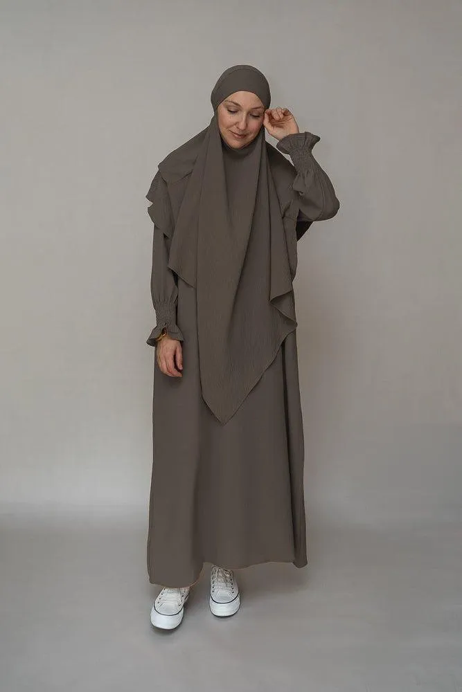 Dark Gray prayer gown umrah abaya dress non-wrinkling