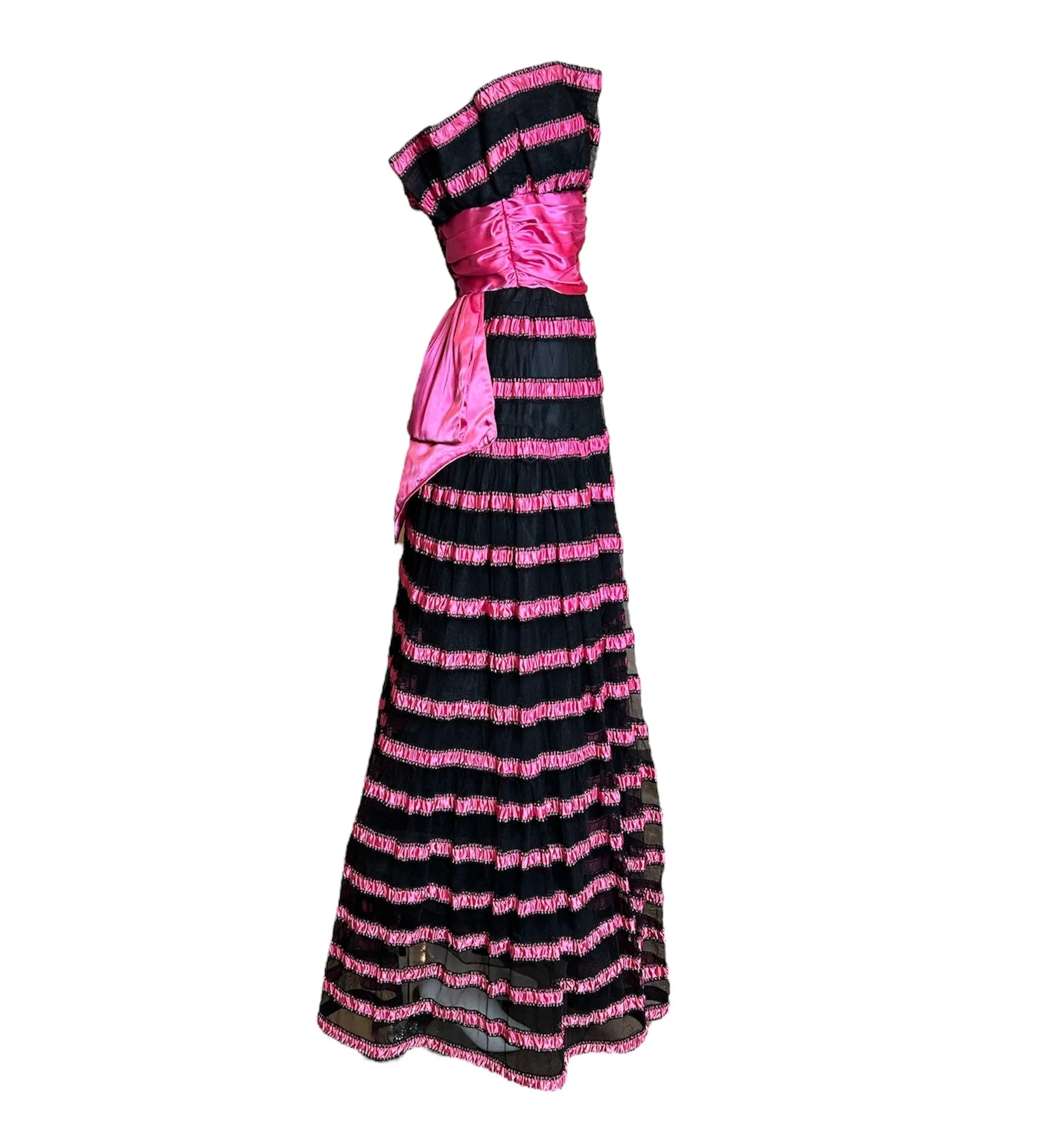 David Fielden 90s Pink & Black Ballgown