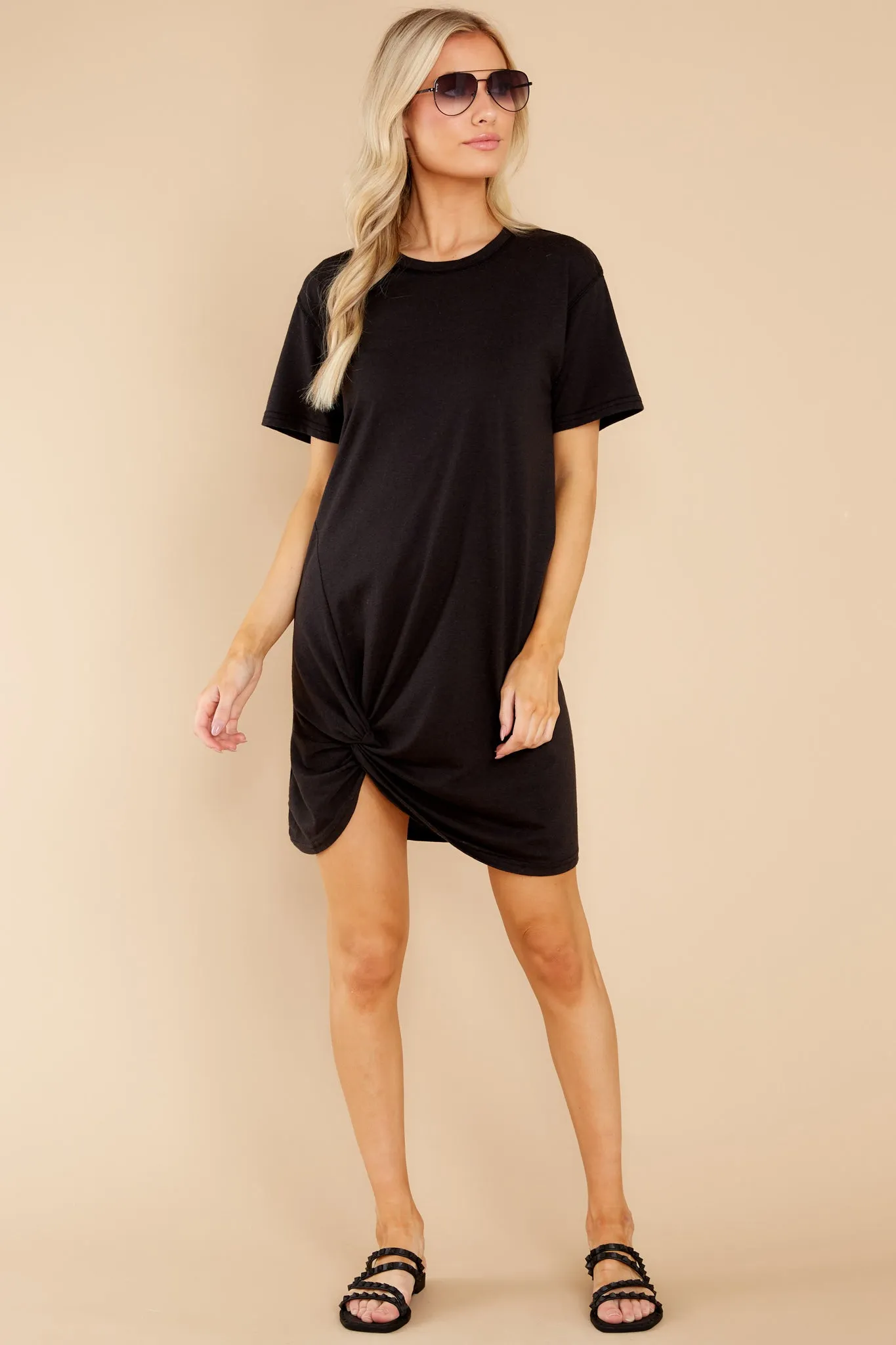 Denny Black Twist T-Shirt Dress