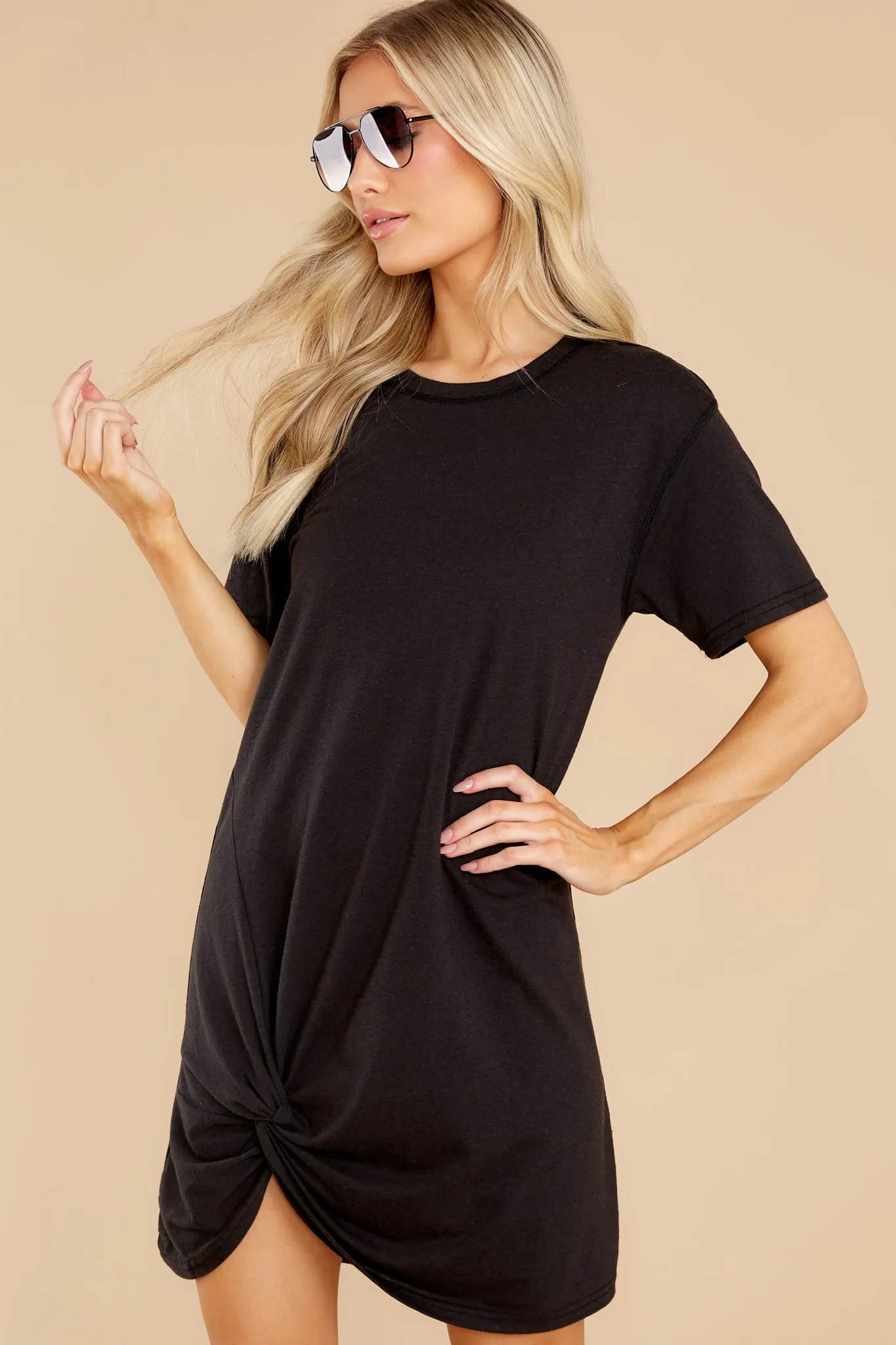 Denny Black Twist T-Shirt Dress