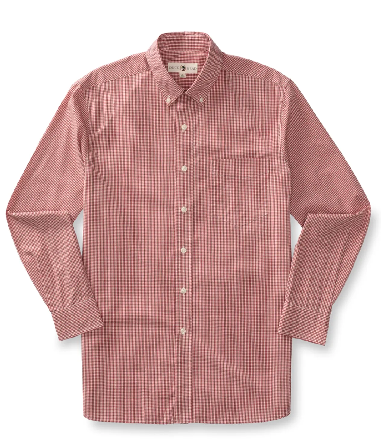 Duck Head Lawerence Micro Gingham Shirt Sunkist Red