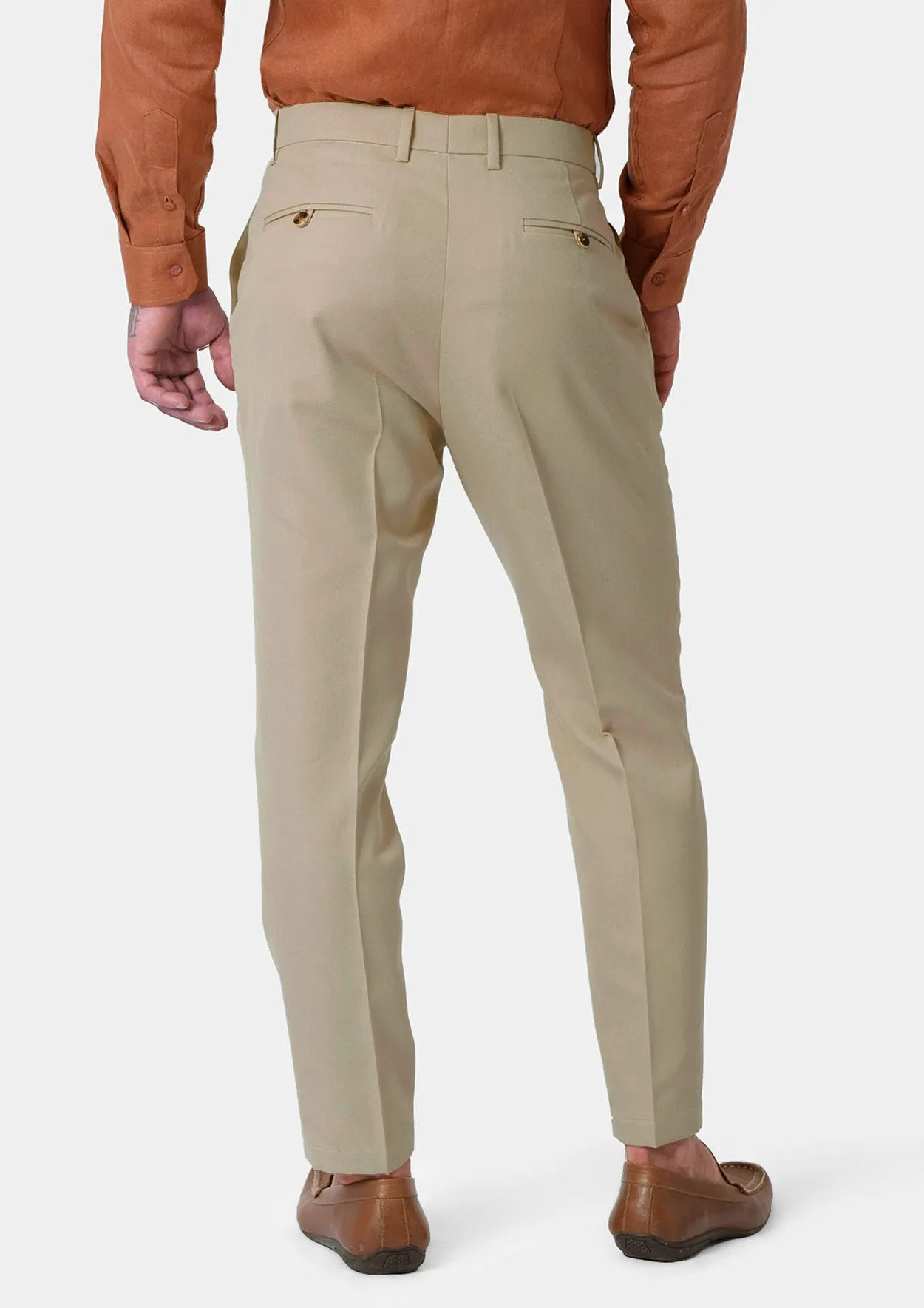 Dune Beige Cotton Chino Pants