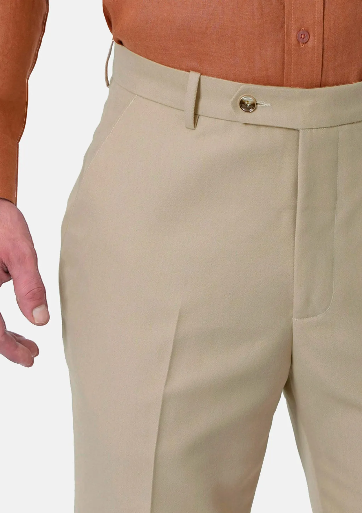 Dune Beige Cotton Chino Pants