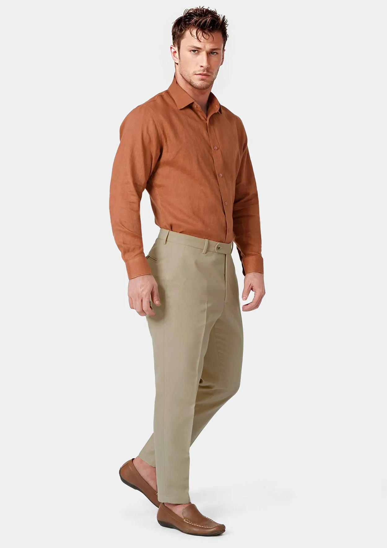 Dune Beige Cotton Chino Pants