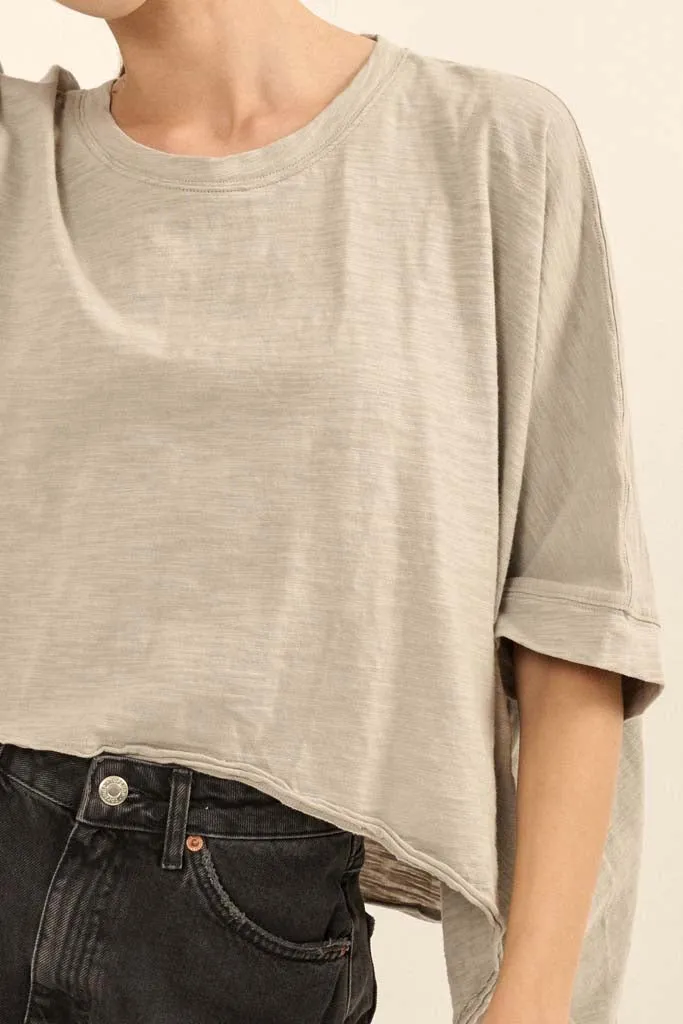 Easy Fit Vintage-Wash Cotton Oversized Boxy Tee