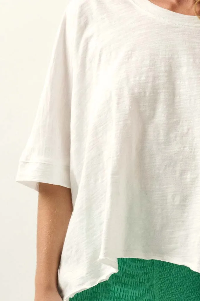 Easy Fit Vintage-Wash Cotton Oversized Boxy Tee