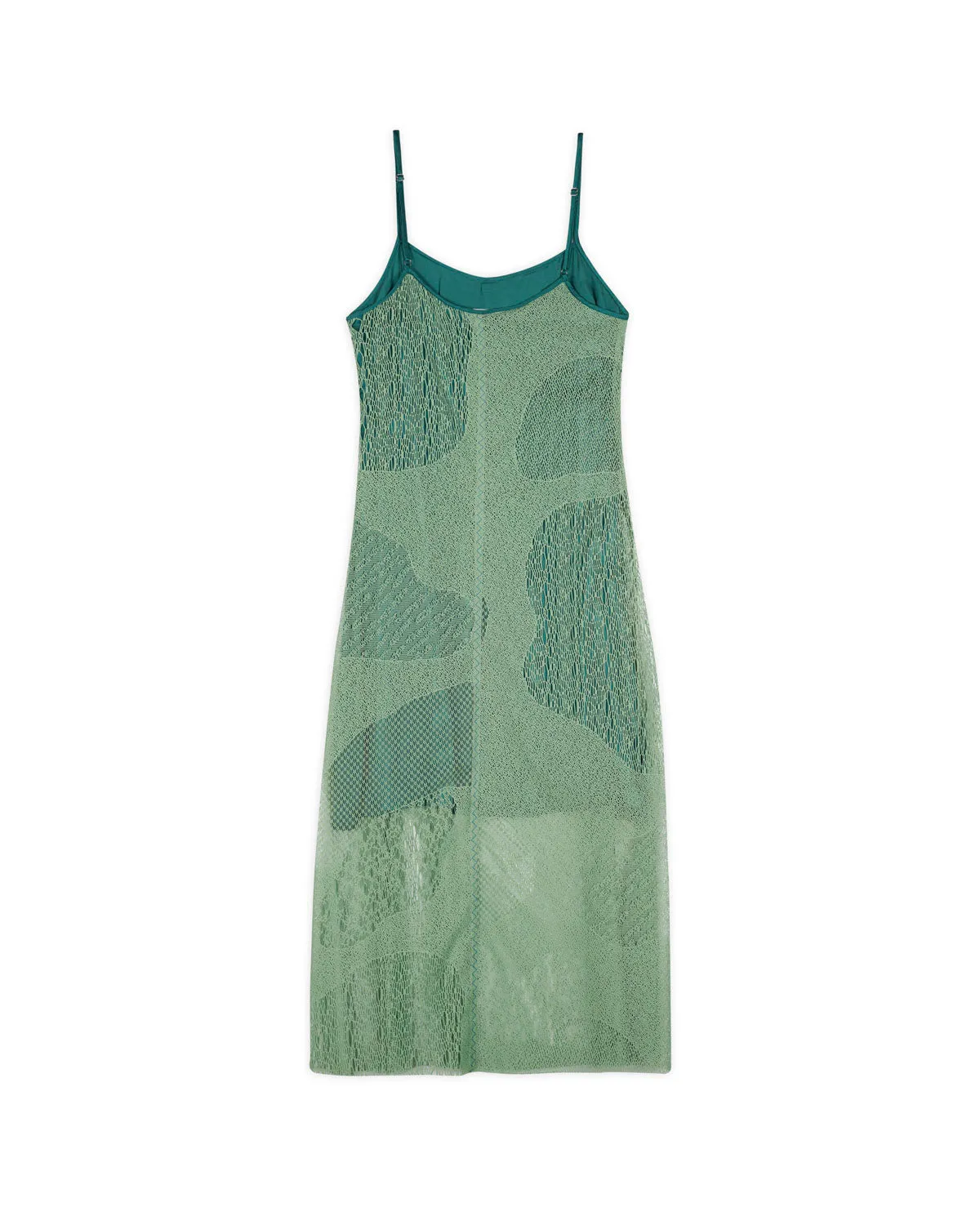 Engineered Cloud Mesh Slip Dress - Green