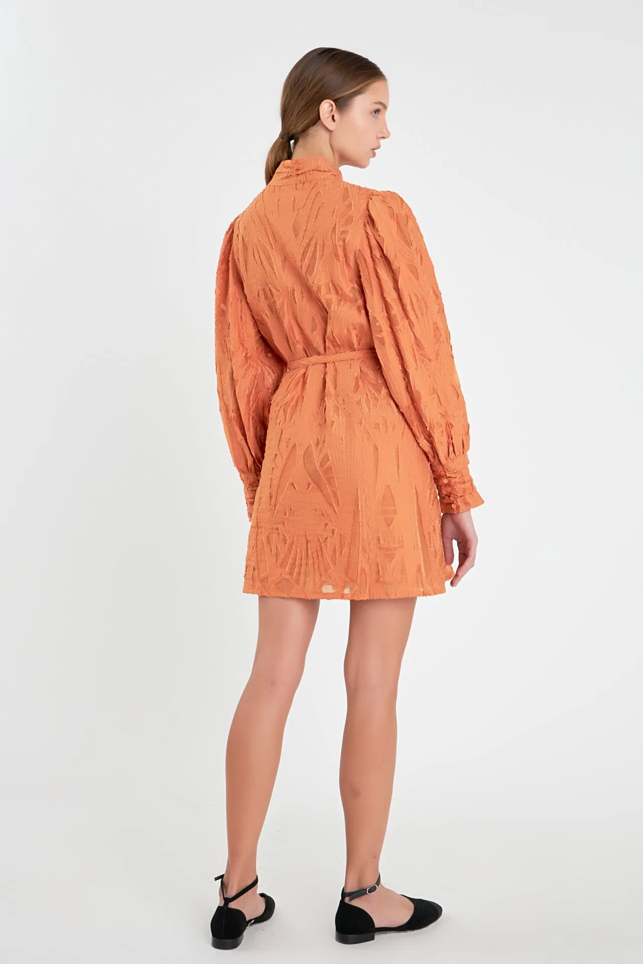 English Factory - Burnout Organza Mini Tie Dress