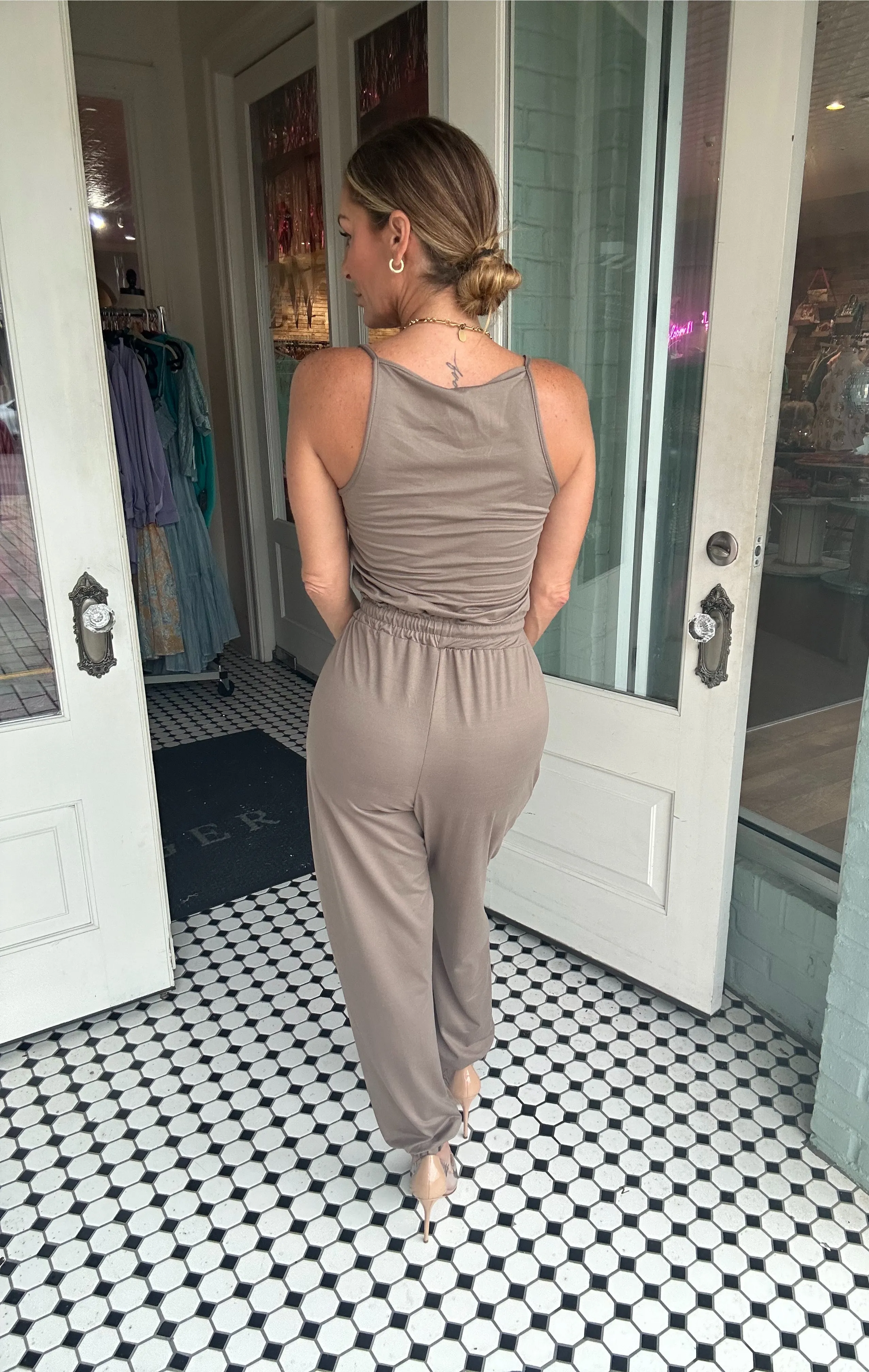 Faith Sleeveless Tie Waist Jumpsuit