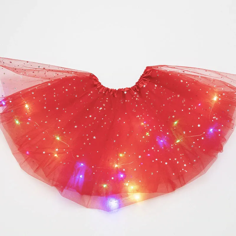 FancyDressWale Unicorn Red Tutu LED Skirt and Top Birthday Dress for Girls-B10