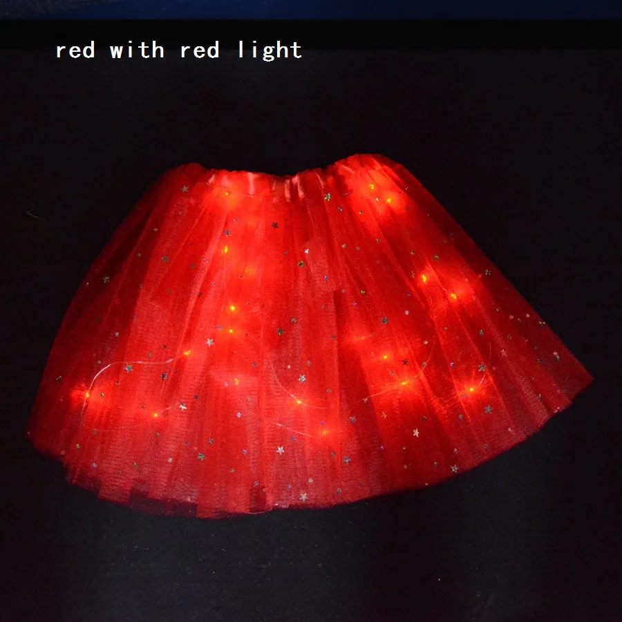 FancyDressWale Unicorn Red Tutu LED Skirt and Top Birthday Dress for Girls-B10