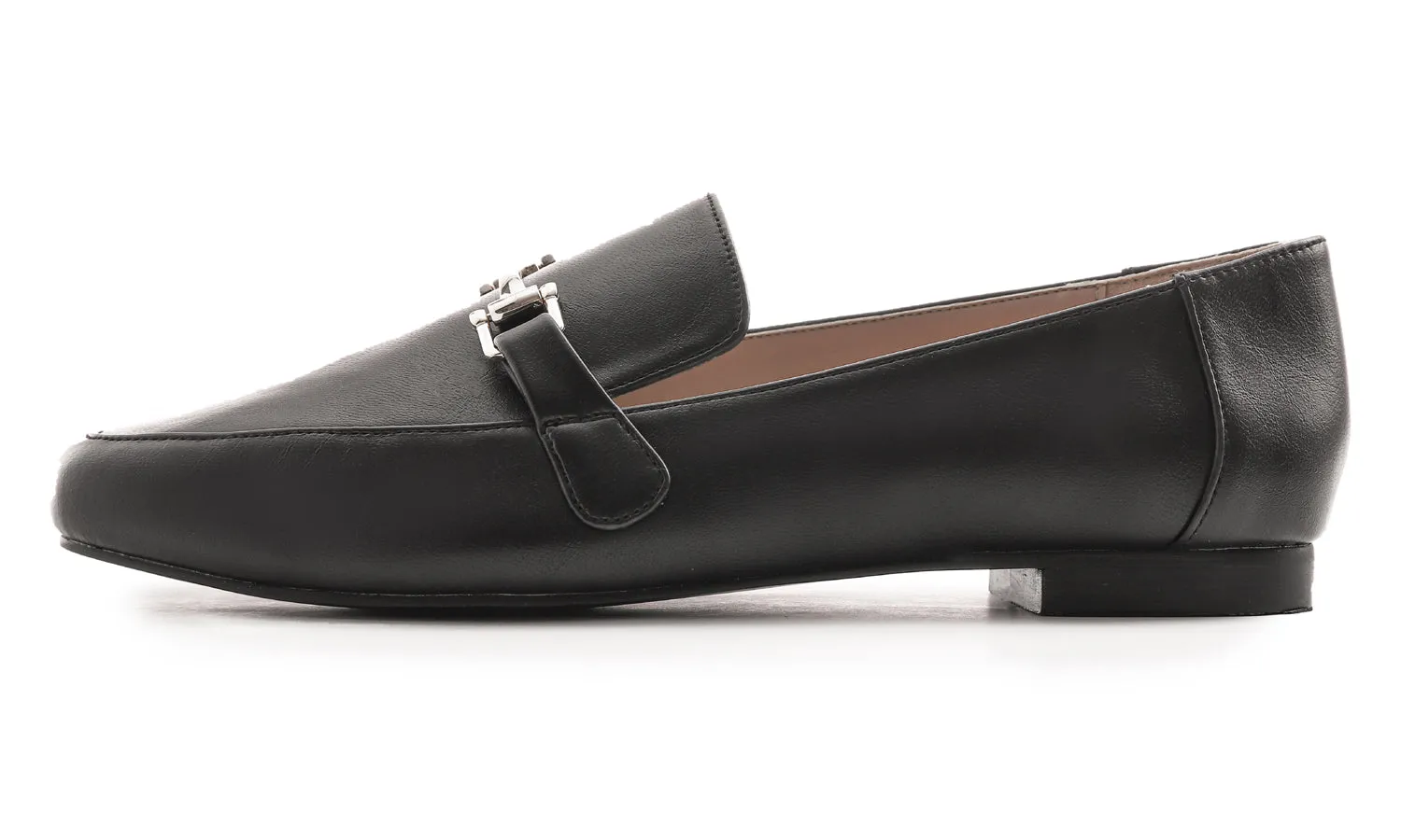 Feversole Women's Fashion Trim Deco Loafer Flats Black Plain Vegan Leather