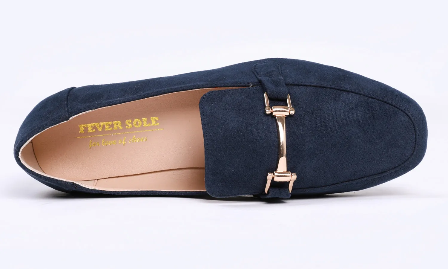 Feversole Women's Fashion Trim Deco Loafer Flats Navy Faux Suede