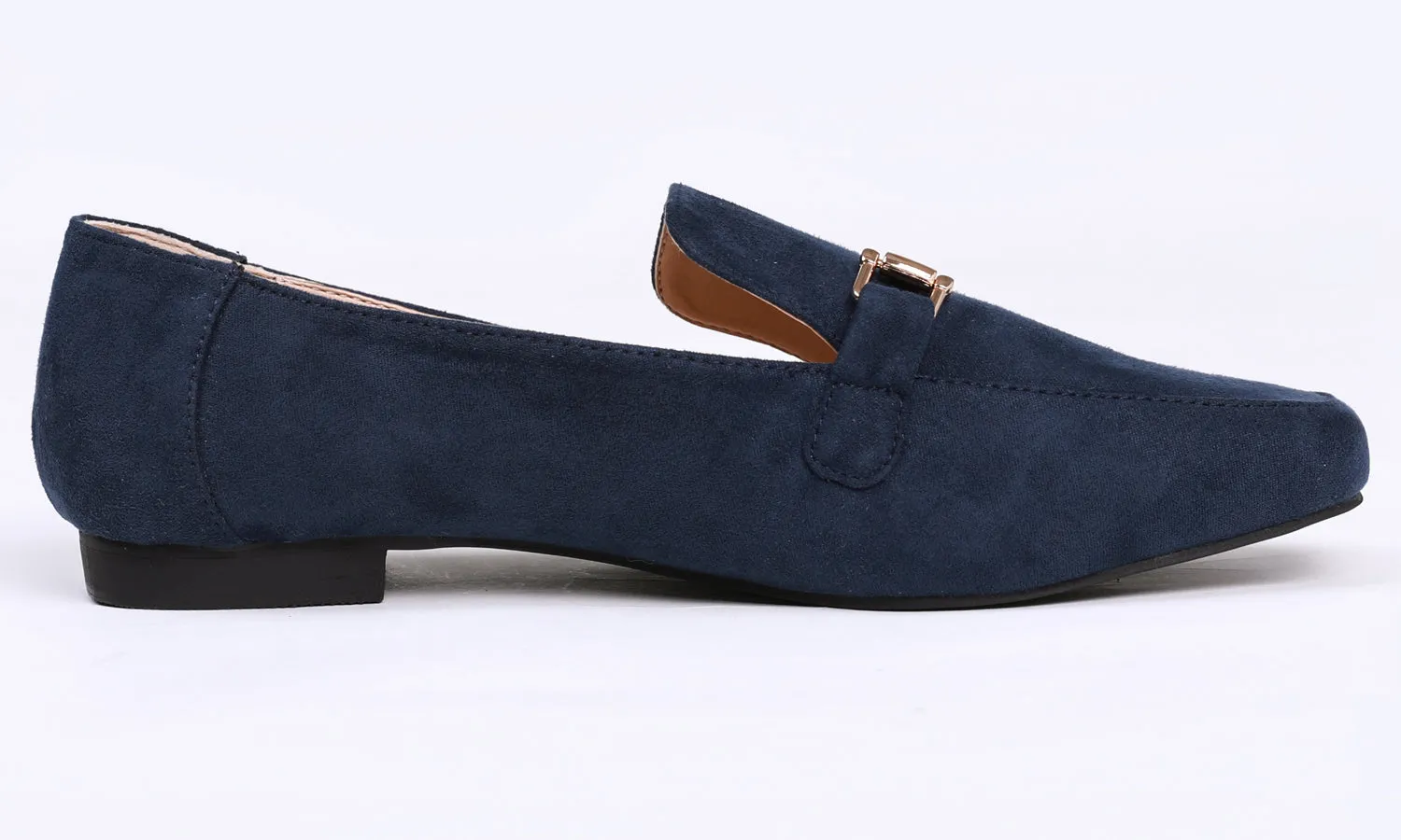 Feversole Women's Fashion Trim Deco Loafer Flats Navy Faux Suede