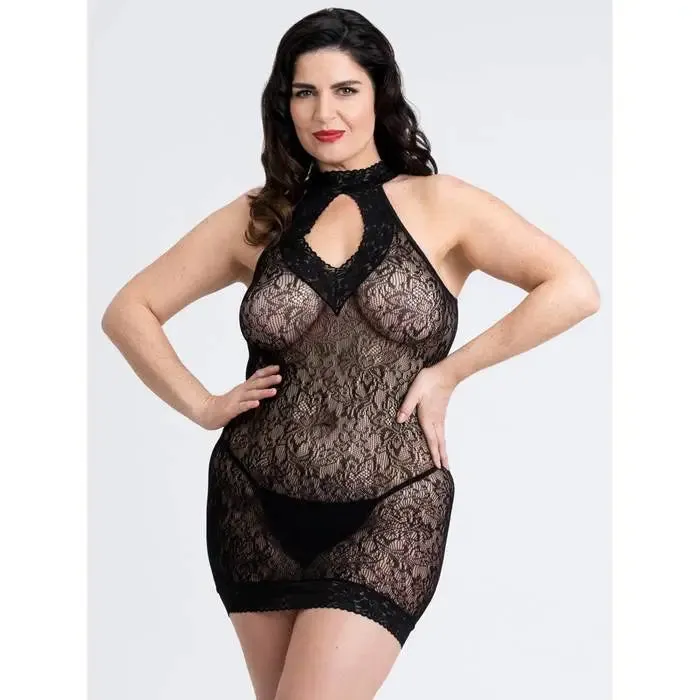 Fifty Shades Captivate Plus Size Black Lace Spanking Mini Dress O/s Queen