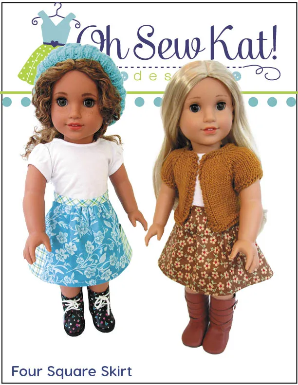 Four Square Skirt 18 Inch Doll Sewing Pattern