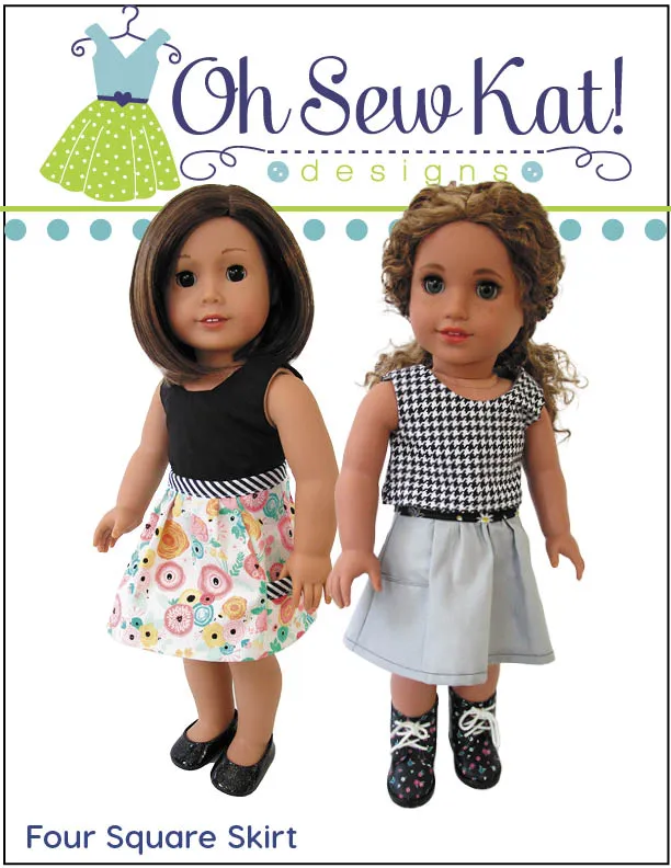 Four Square Skirt 18 Inch Doll Sewing Pattern