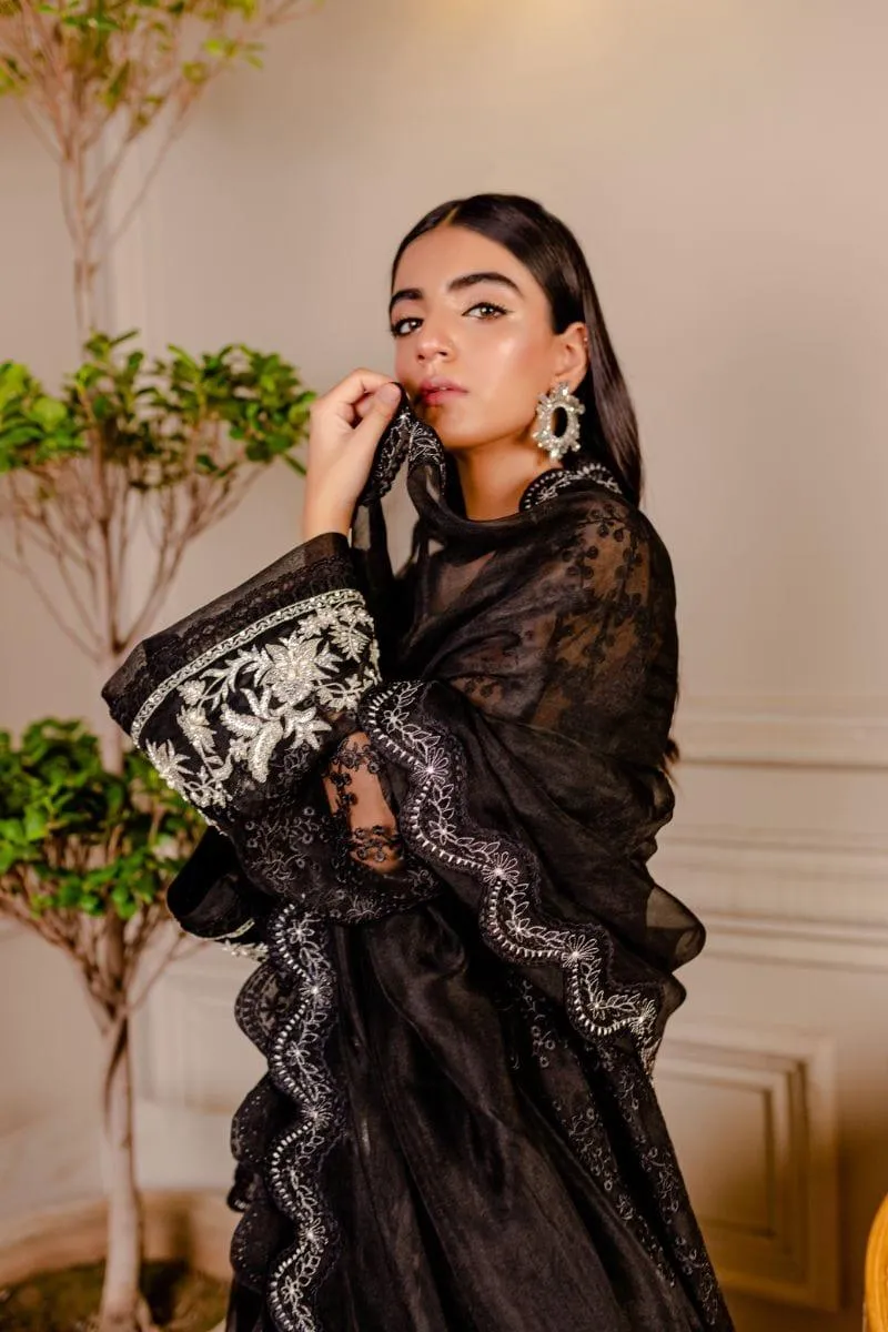 Fozia Khalid - Raven Black - Organza - 4 Piece