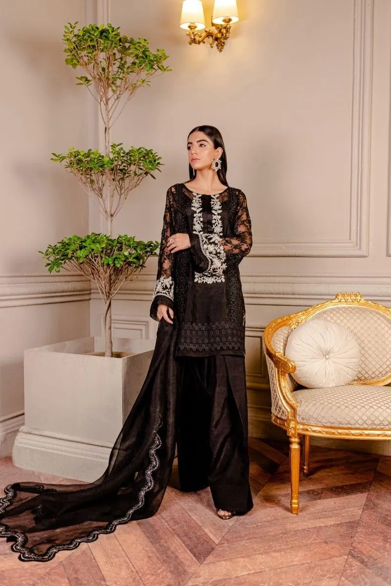 Fozia Khalid - Raven Black - Organza - 4 Piece