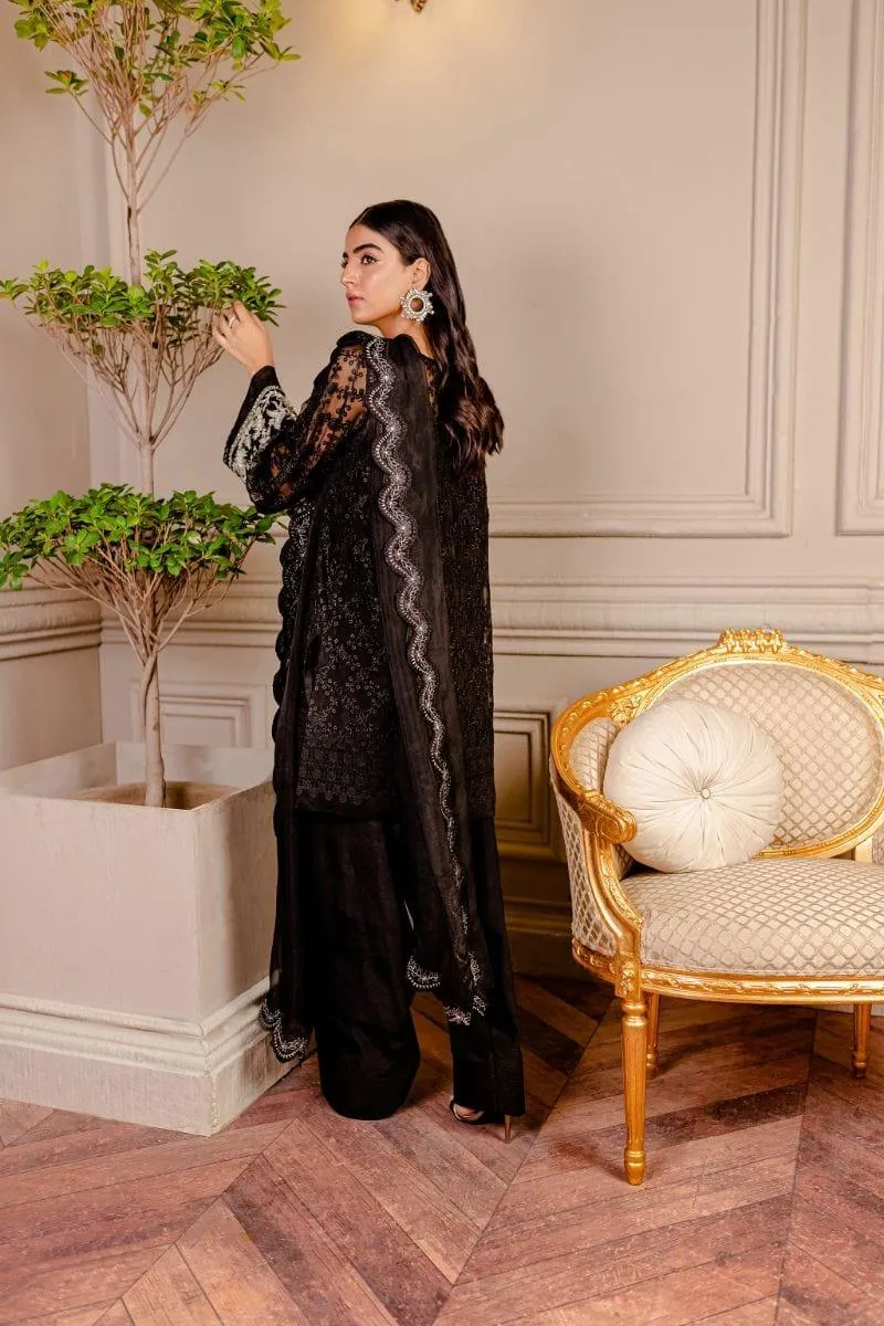 Fozia Khalid - Raven Black - Organza - 4 Piece