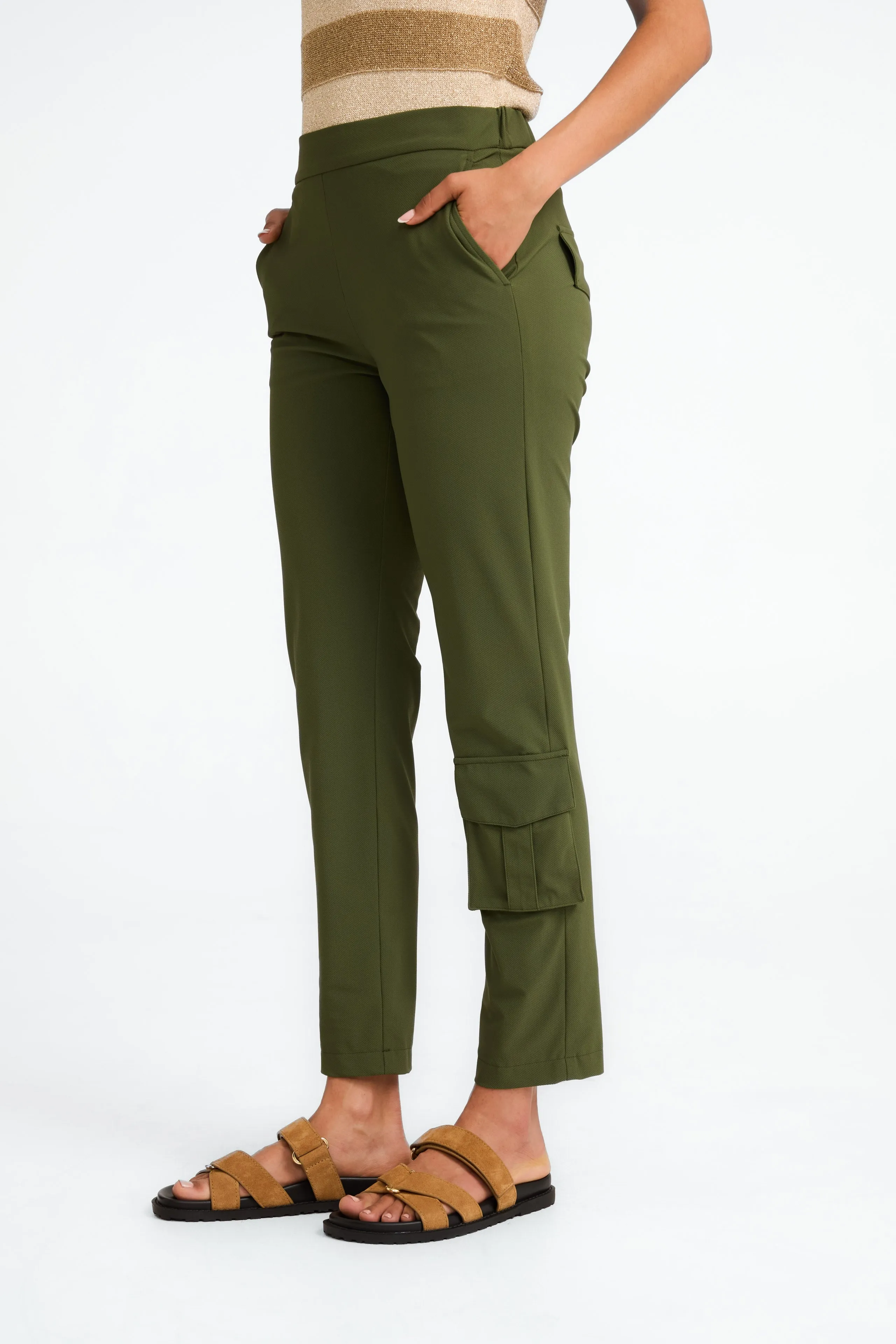 FreyN  structure technical jersey pants | Oliva green