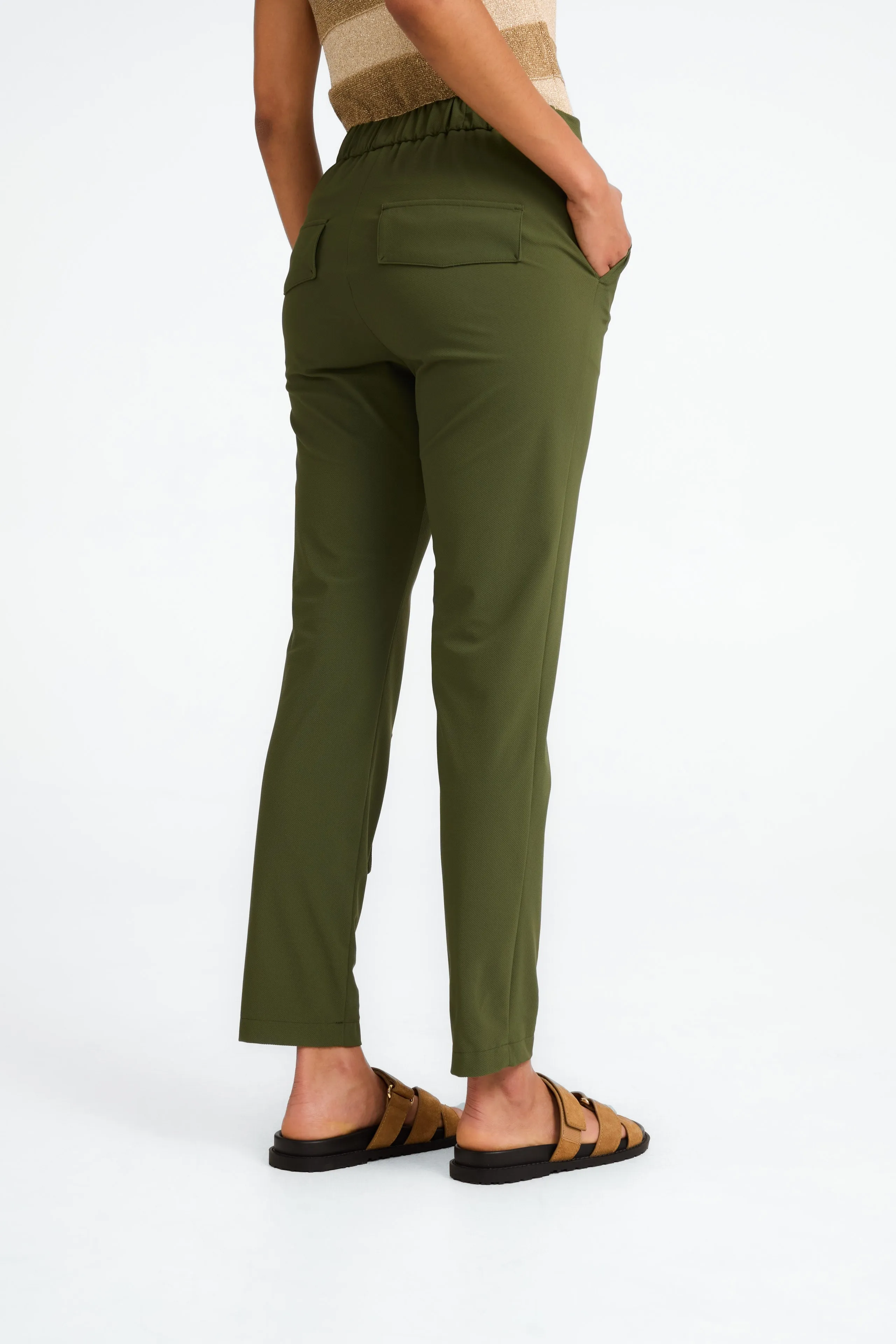 FreyN  structure technical jersey pants | Oliva green