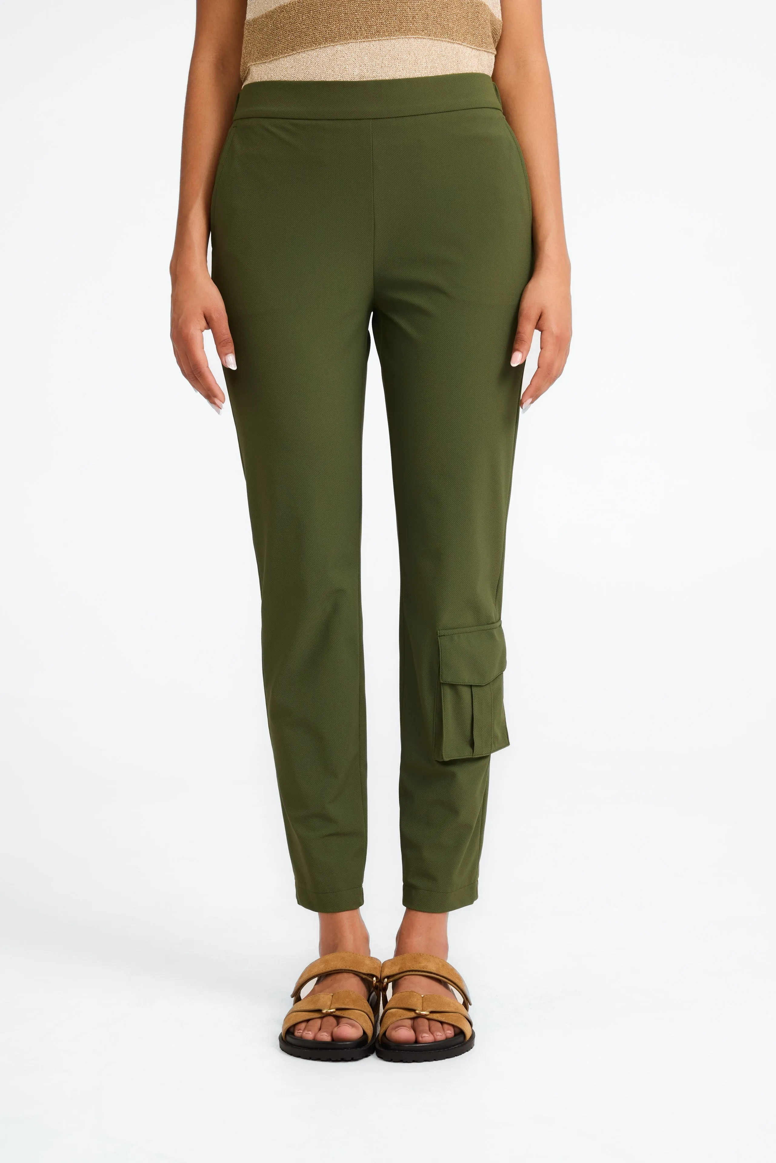 FreyN  structure technical jersey pants | Oliva green