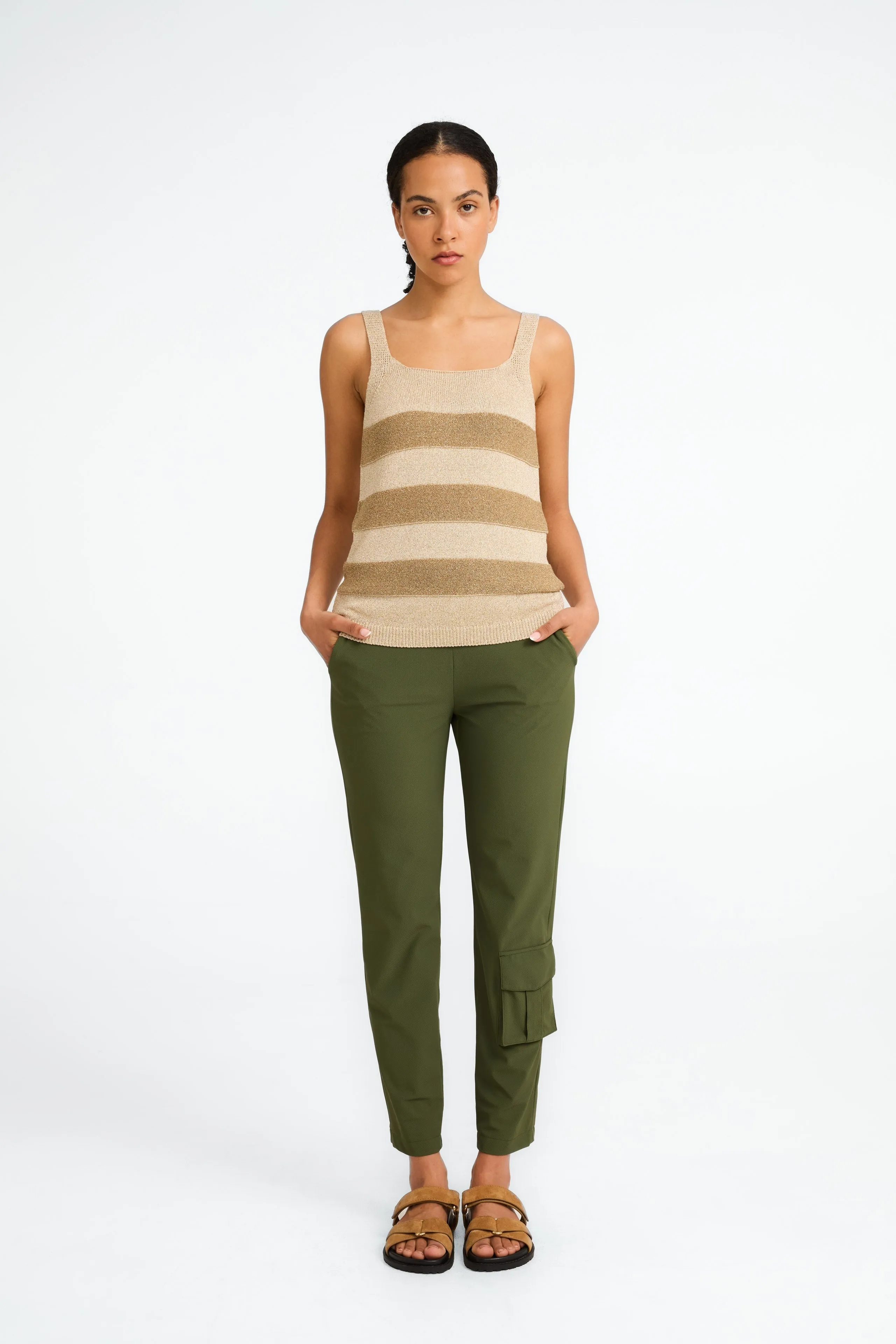 FreyN  structure technical jersey pants | Oliva green