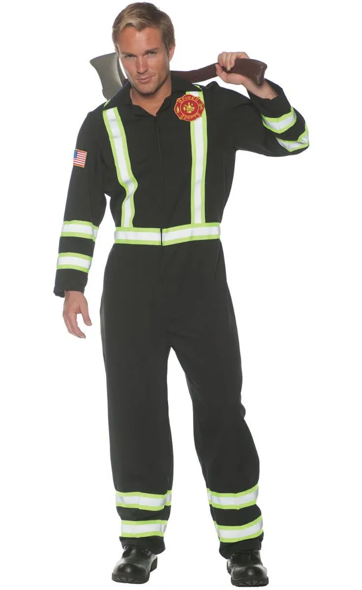 Frontline Mens Plus Size Firefighter Fancy Dress Costume