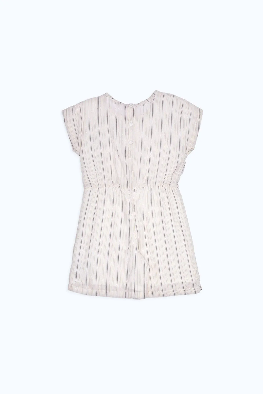 Girls Beige Striped Jumbsuit