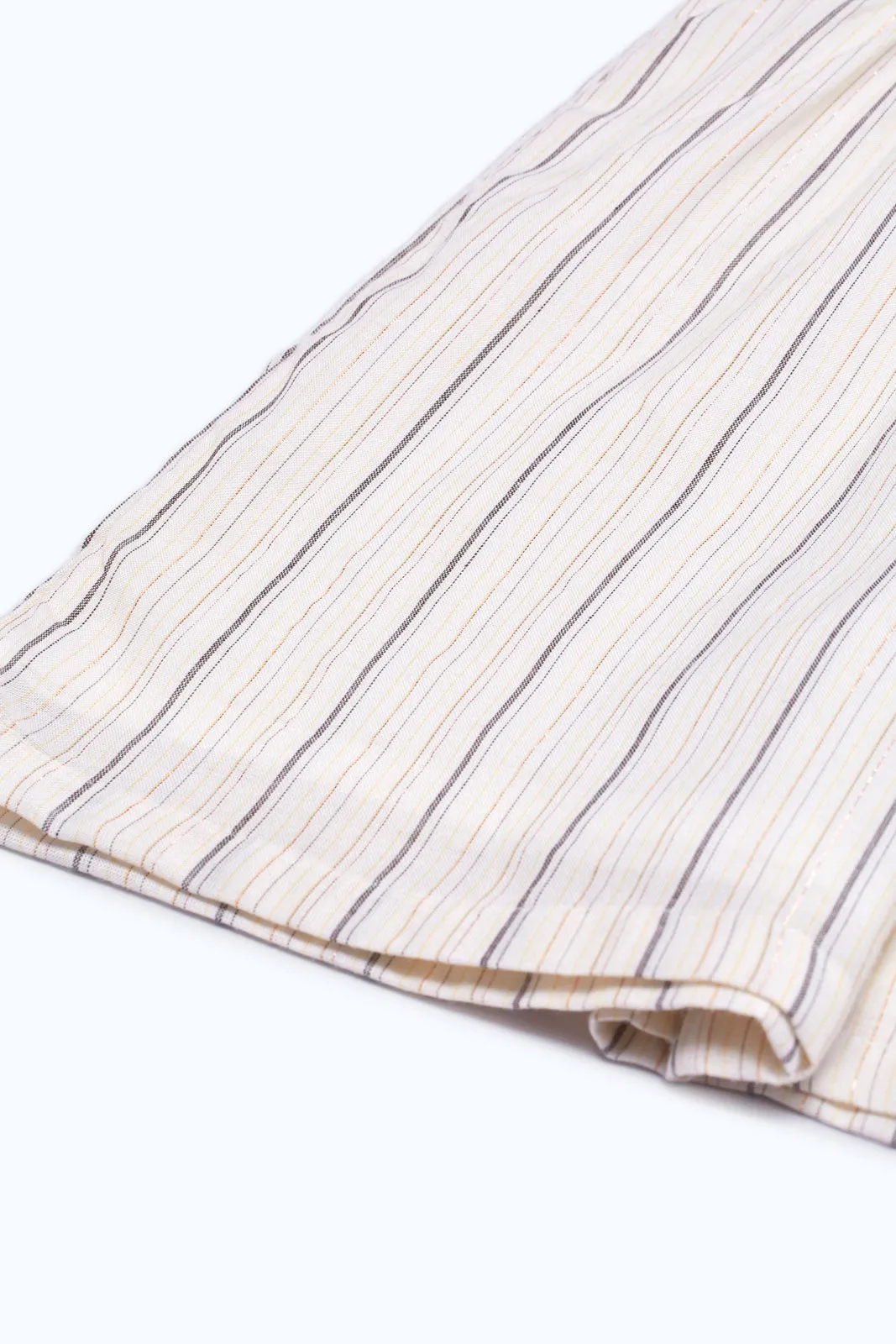 Girls Beige Striped Jumbsuit