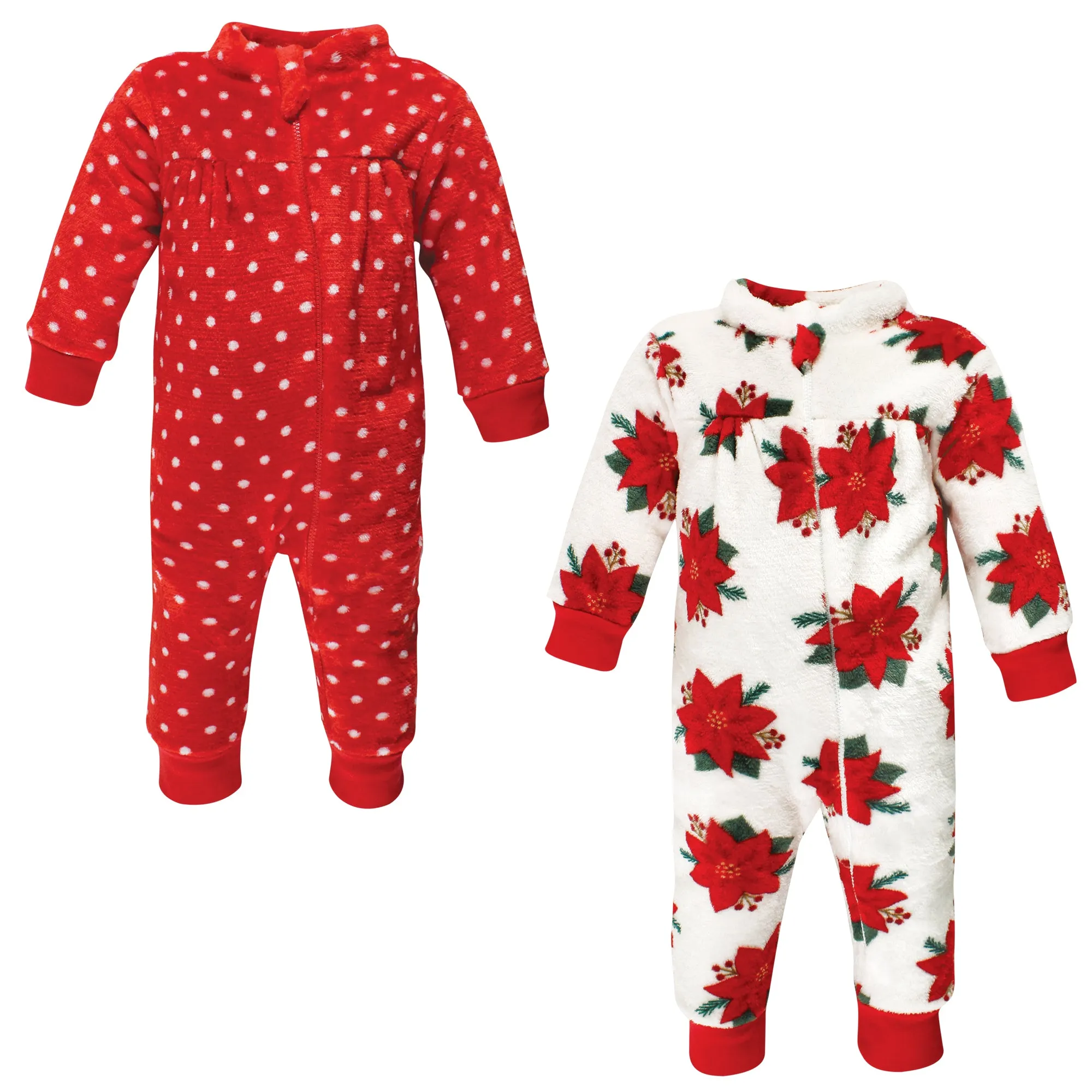 Hudson Baby Plush Jumpsuits, Poinsettia