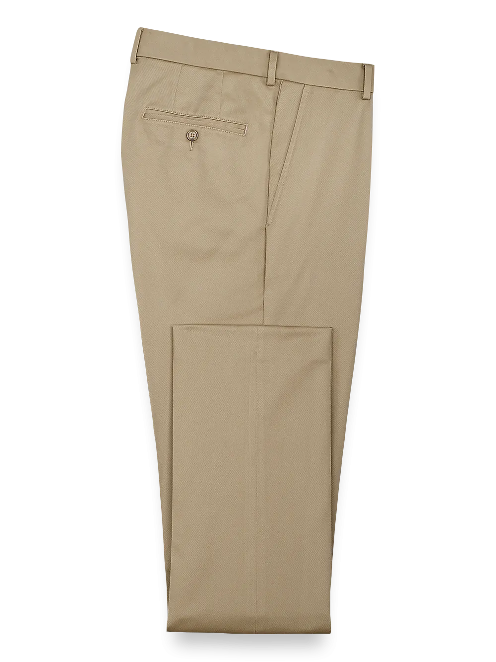 Impeccable Cotton Chino Flat Front Pants - Khaki