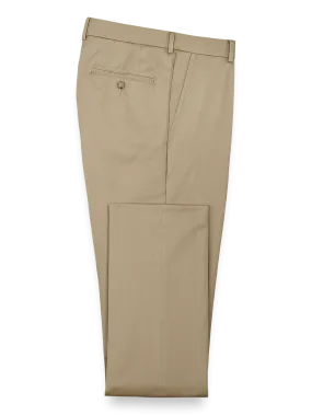 Impeccable Cotton Chino Flat Front Pants - Khaki