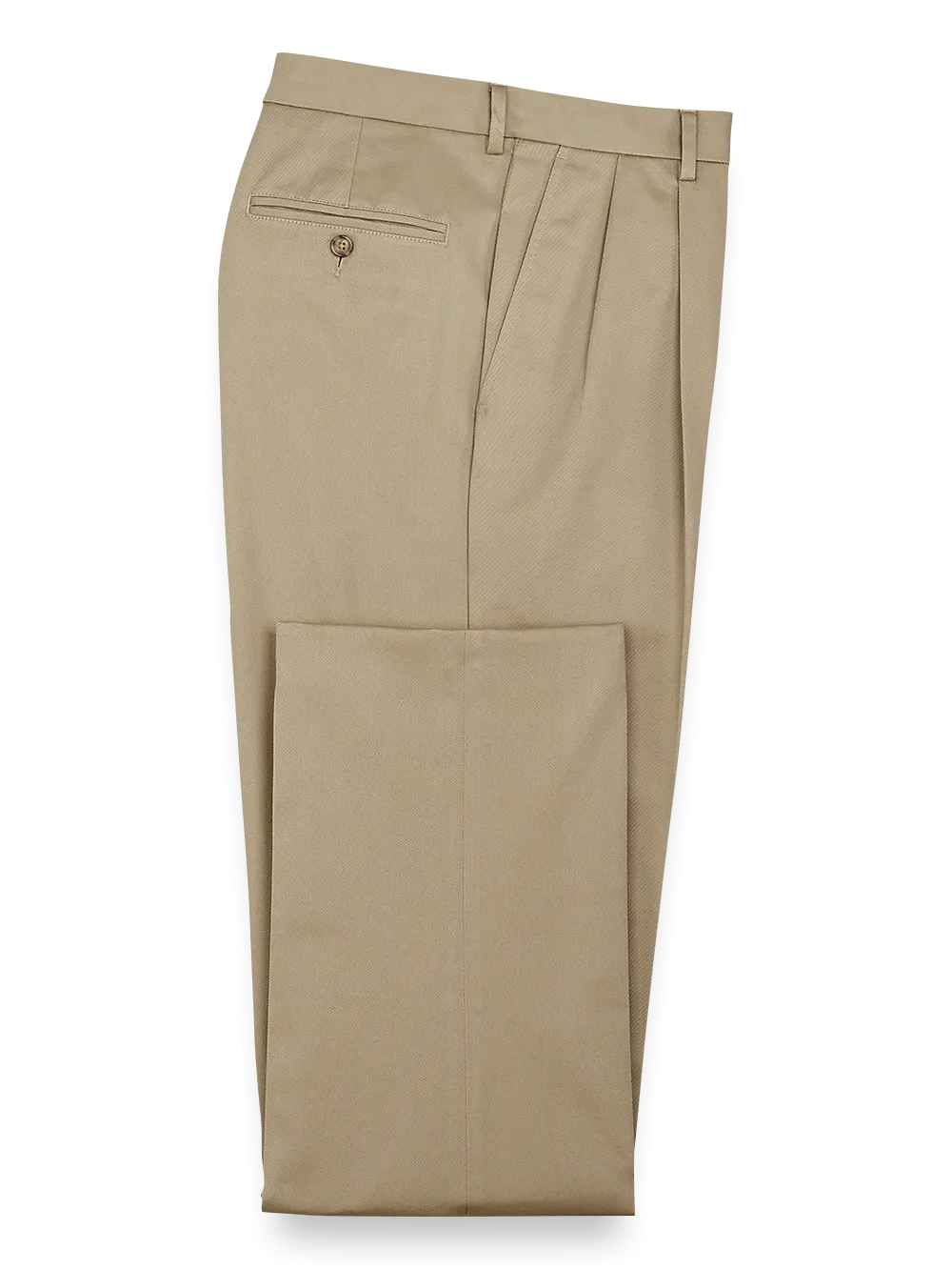 Impeccable Cotton Chino Pleated Pants - Khaki