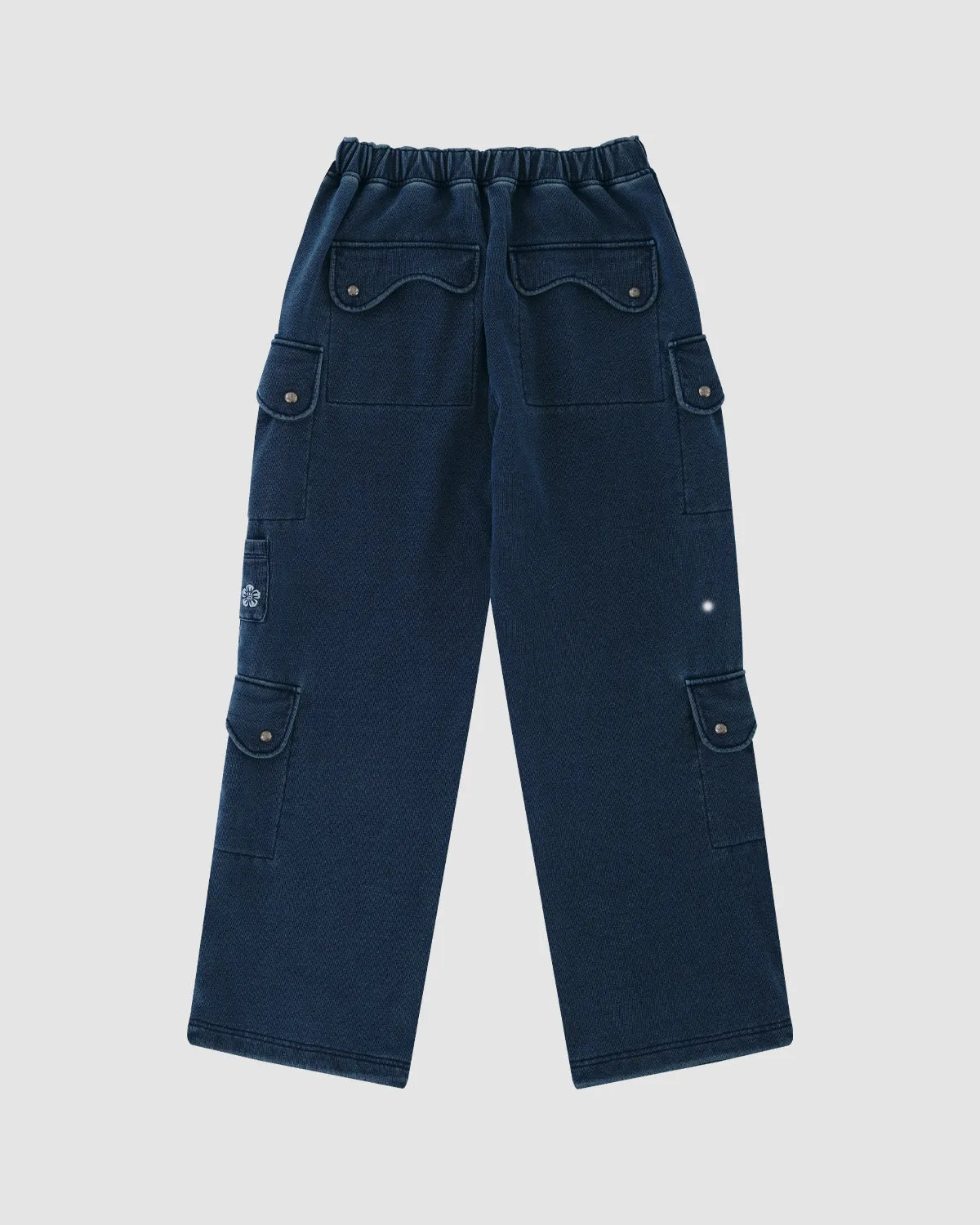 INDIGO WASH CARGO SWEATPANTS