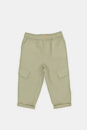 Infant Boys Green Cargo Pull On Pants