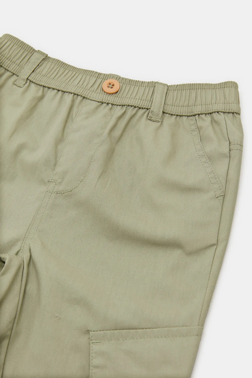 Infant Boys Green Cargo Pull On Pants