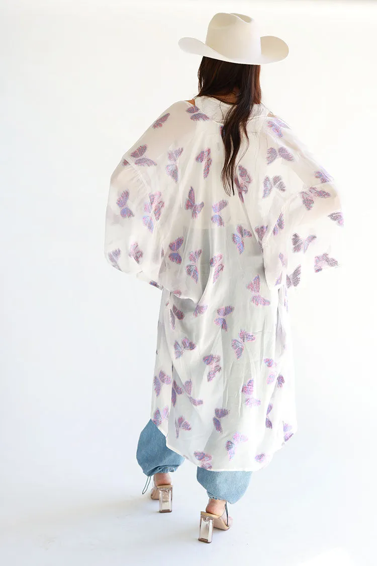 Iridescent Butterfly Sheer Duster