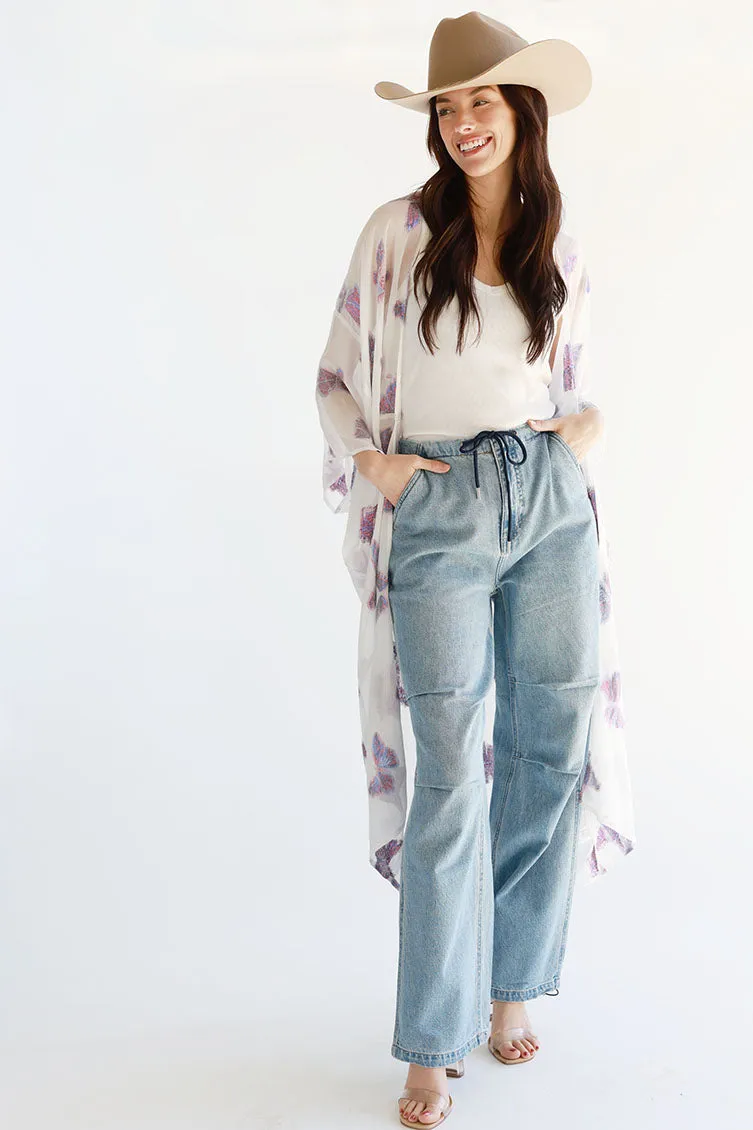 Iridescent Butterfly Sheer Duster