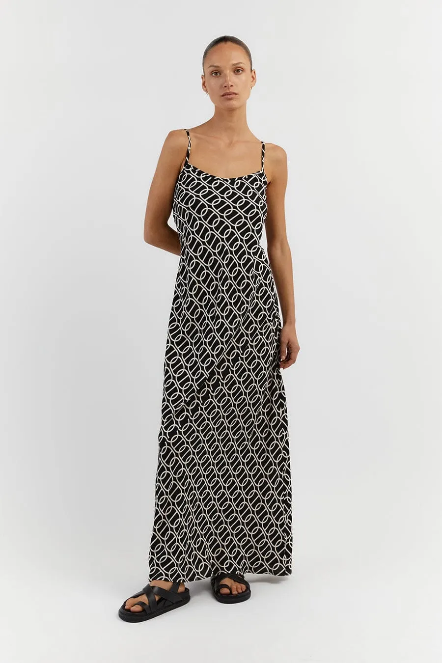 IZZIE CHAIN SCOOP SLIP MAXI DRESS