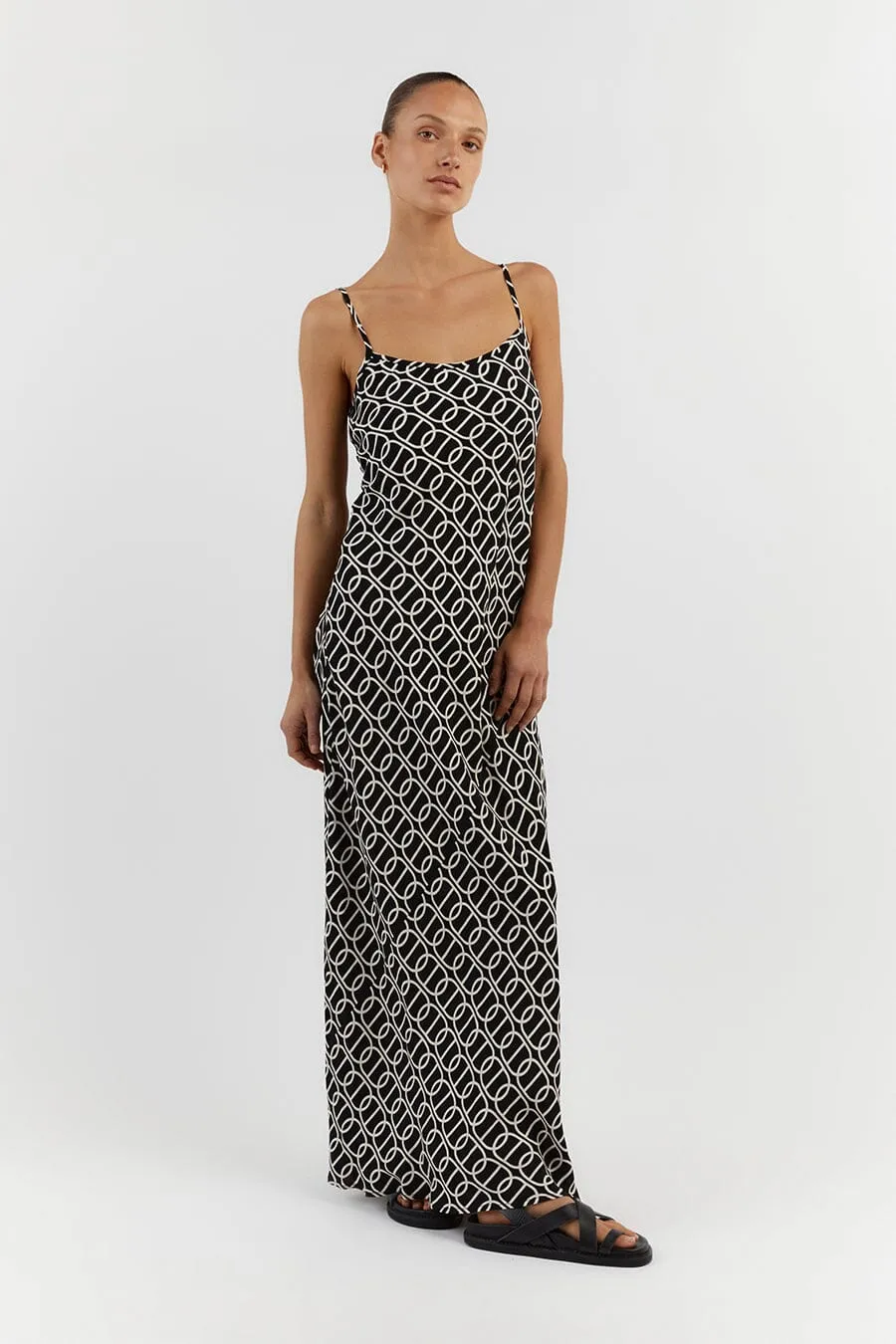 IZZIE CHAIN SCOOP SLIP MAXI DRESS