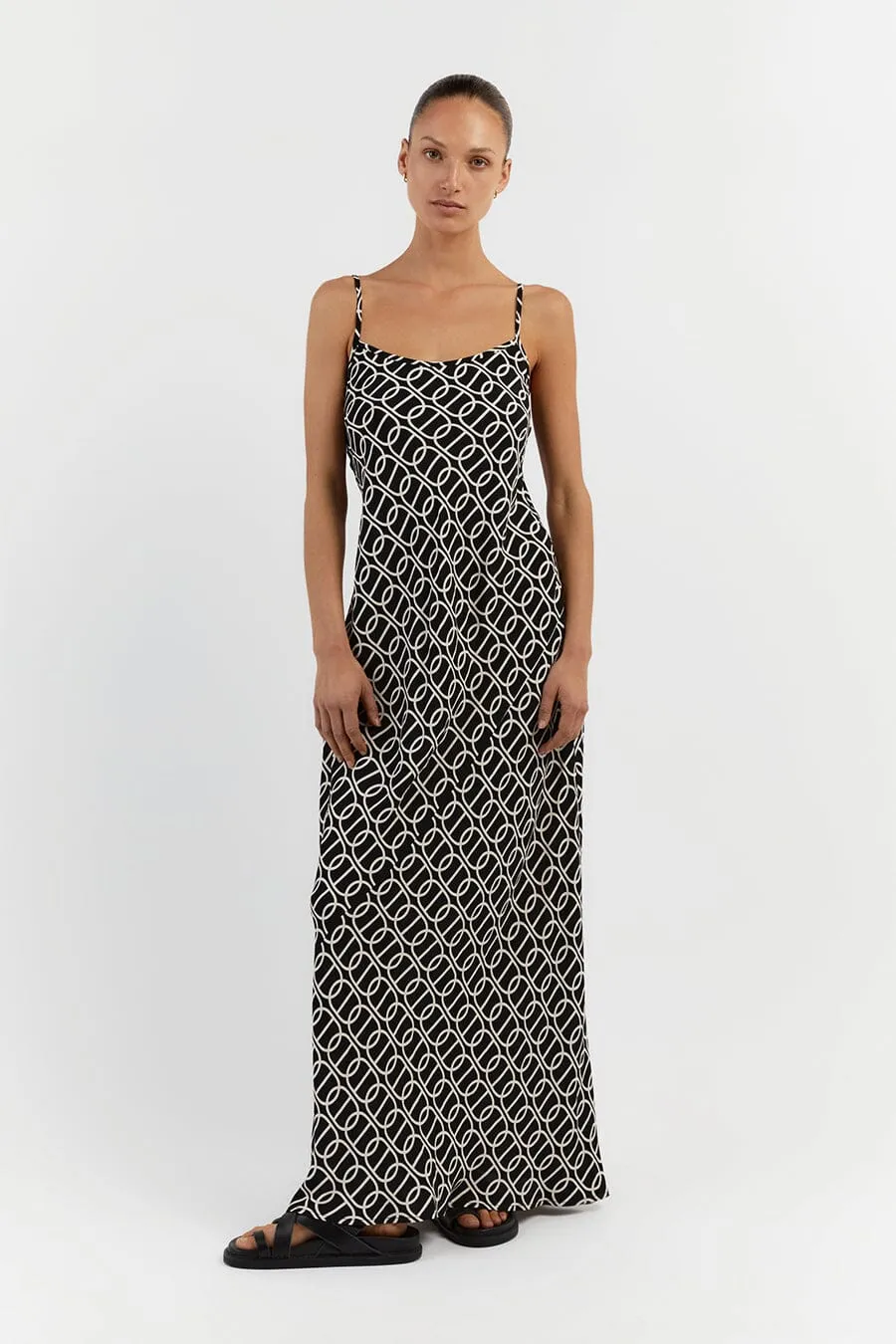 IZZIE CHAIN SCOOP SLIP MAXI DRESS