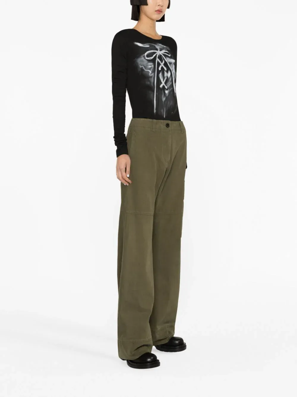 Khaki Womens Washed Cargo Pant