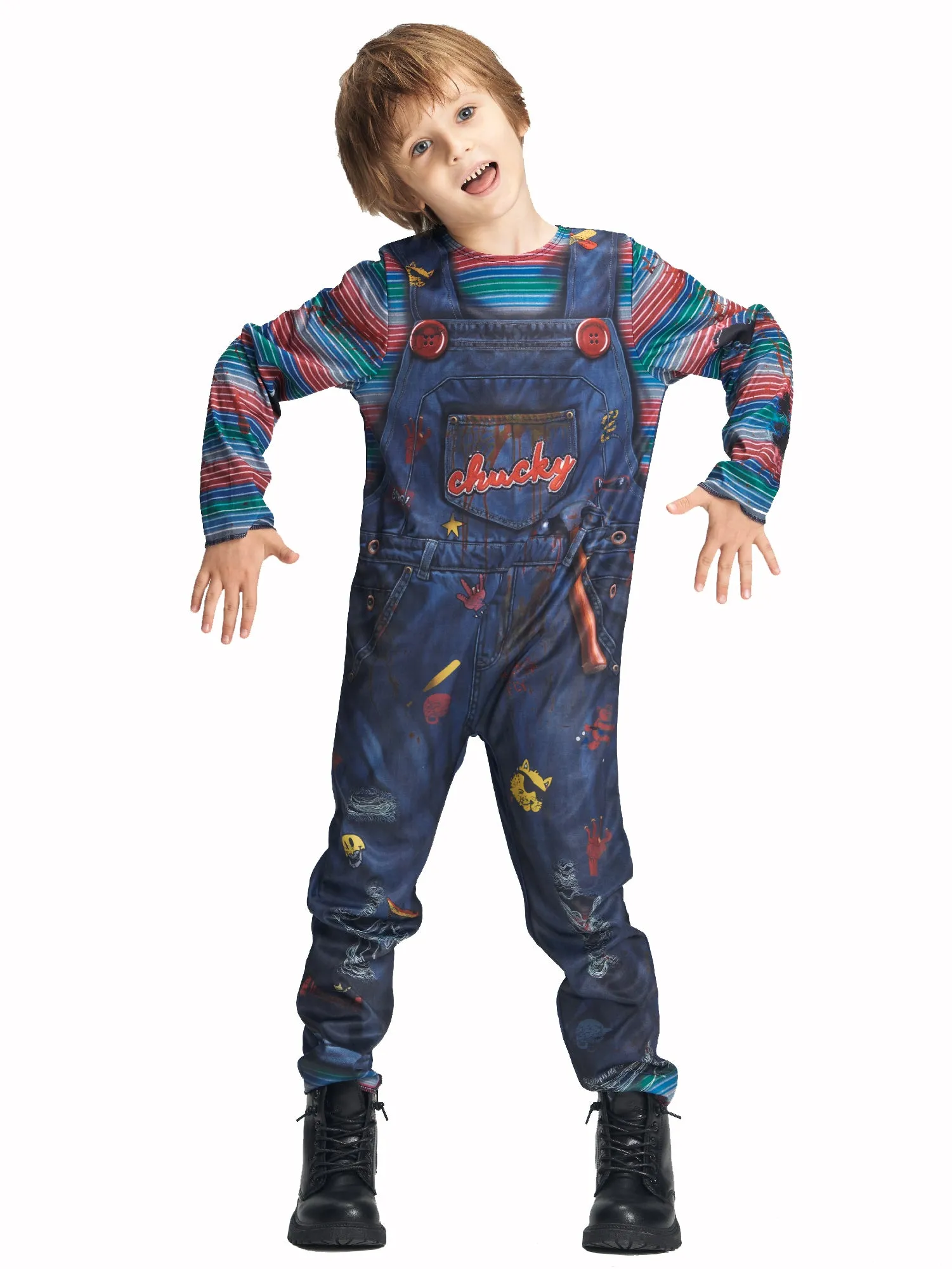 Kids Chucky Jumpsuit Mask Set Halloween Costume