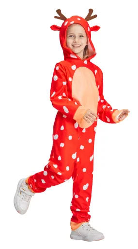 Kids Deer Christmas Costume Hooded Onesie